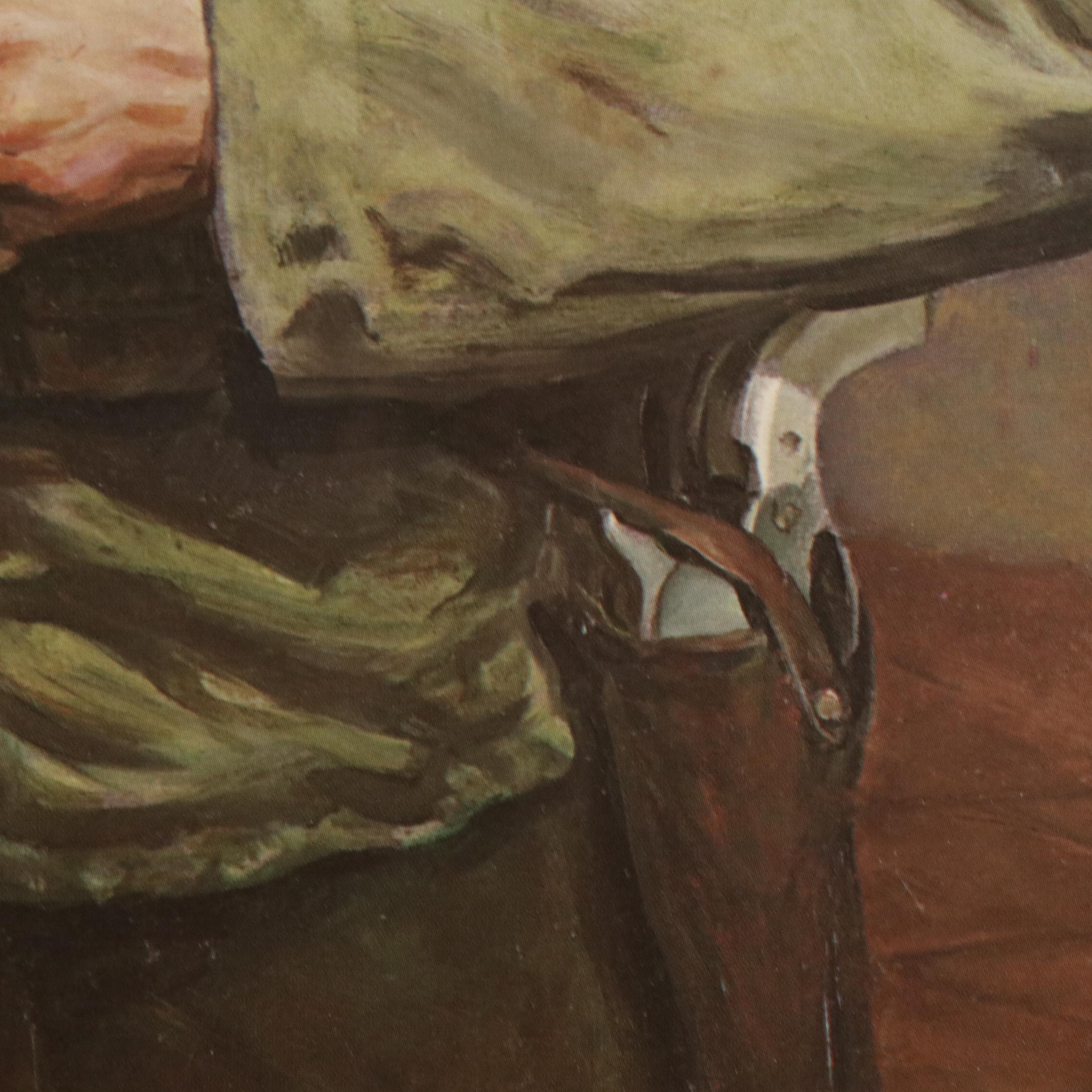 Offset Lithograph "General Patton's Miraculous Talk with God" with Patch