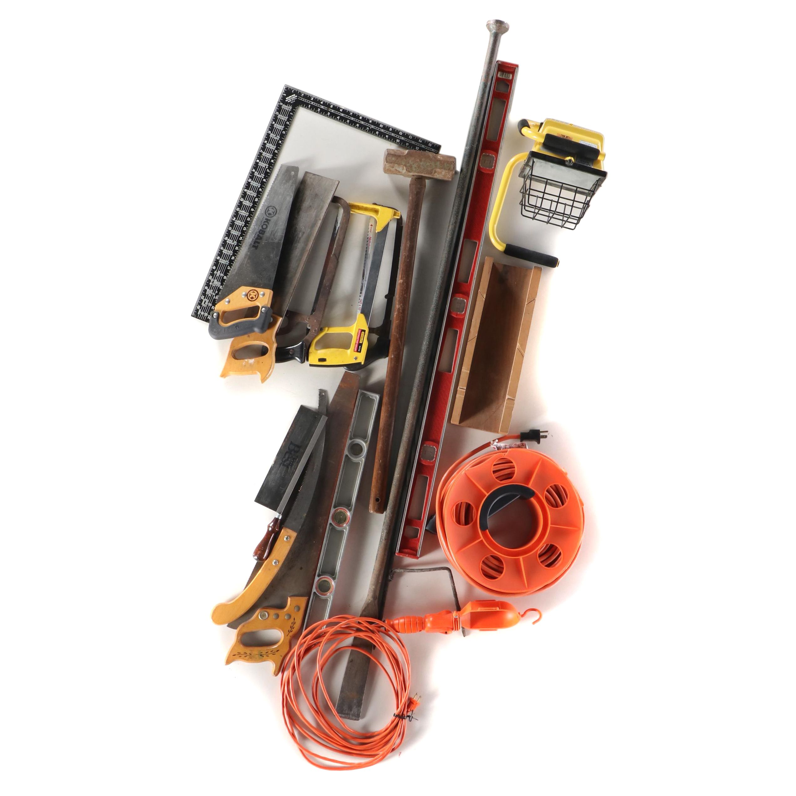 Kobalt and Stanley Hand Saws, Work Lamp, Level, and More Hand Tools