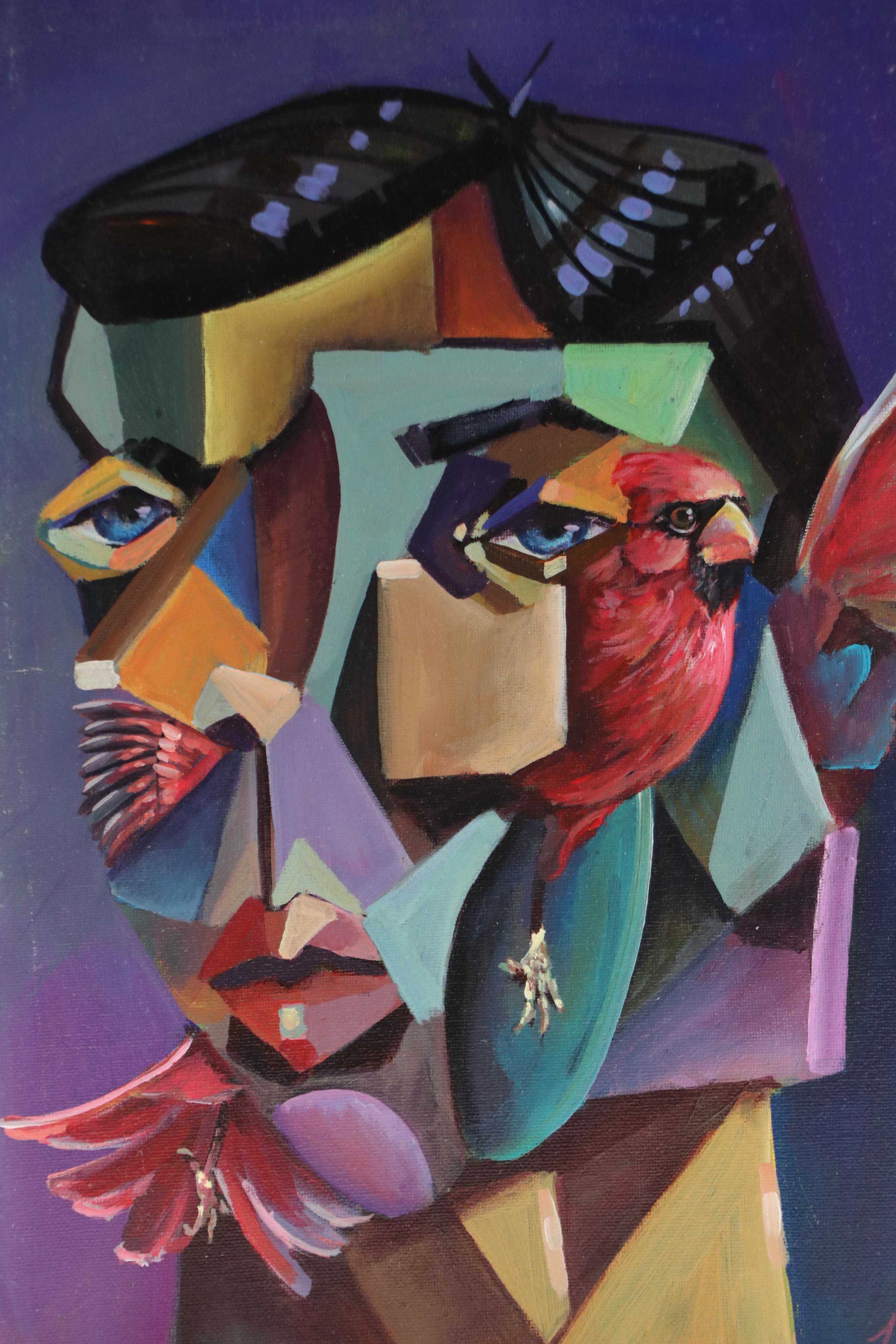 Jeshua Murillo Surrealist Acrylic Portrait, 21st Century