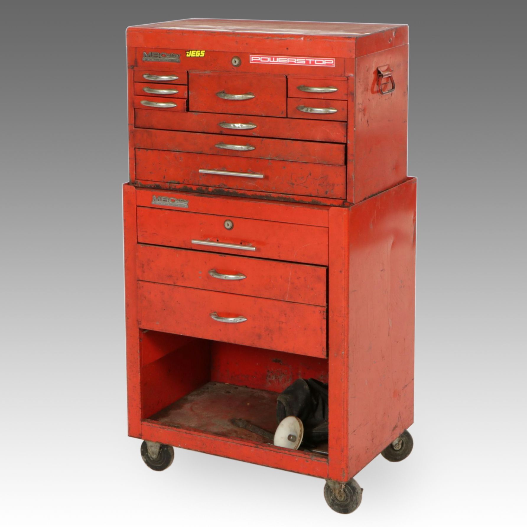 MBC Steel Two-Section Tool Box, Mid 20th Century