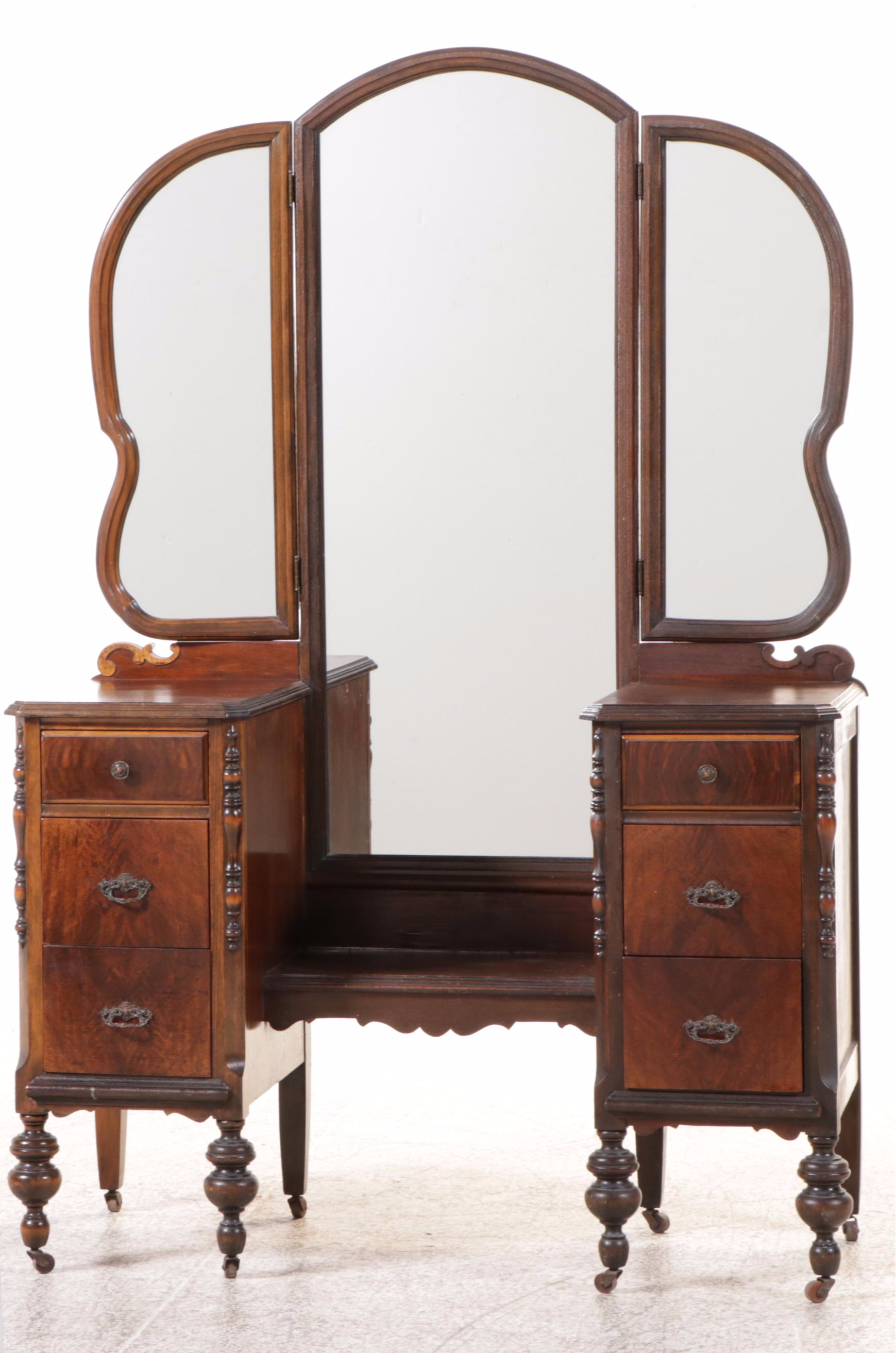 Edwardian Style Burl Wood Vanity, Early 20th Century