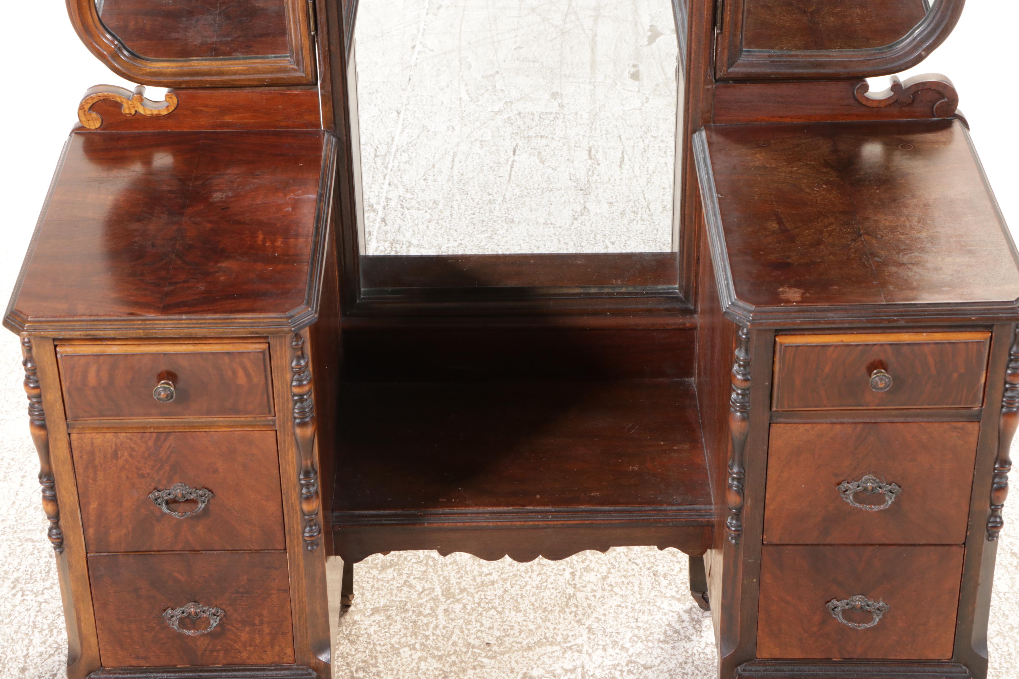 Edwardian Style Burl Wood Vanity, Early 20th Century