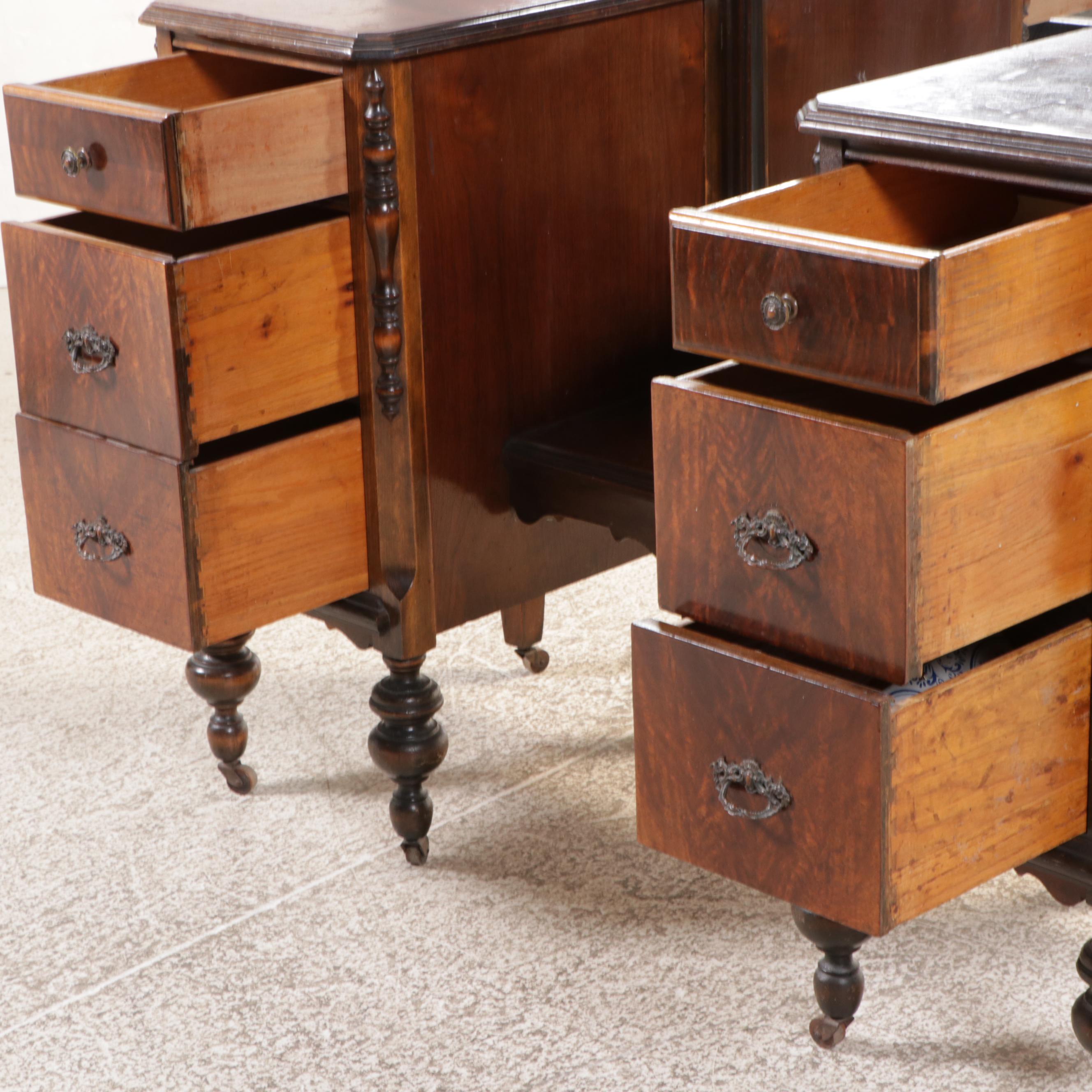 Edwardian Style Burl Wood Vanity, Early 20th Century