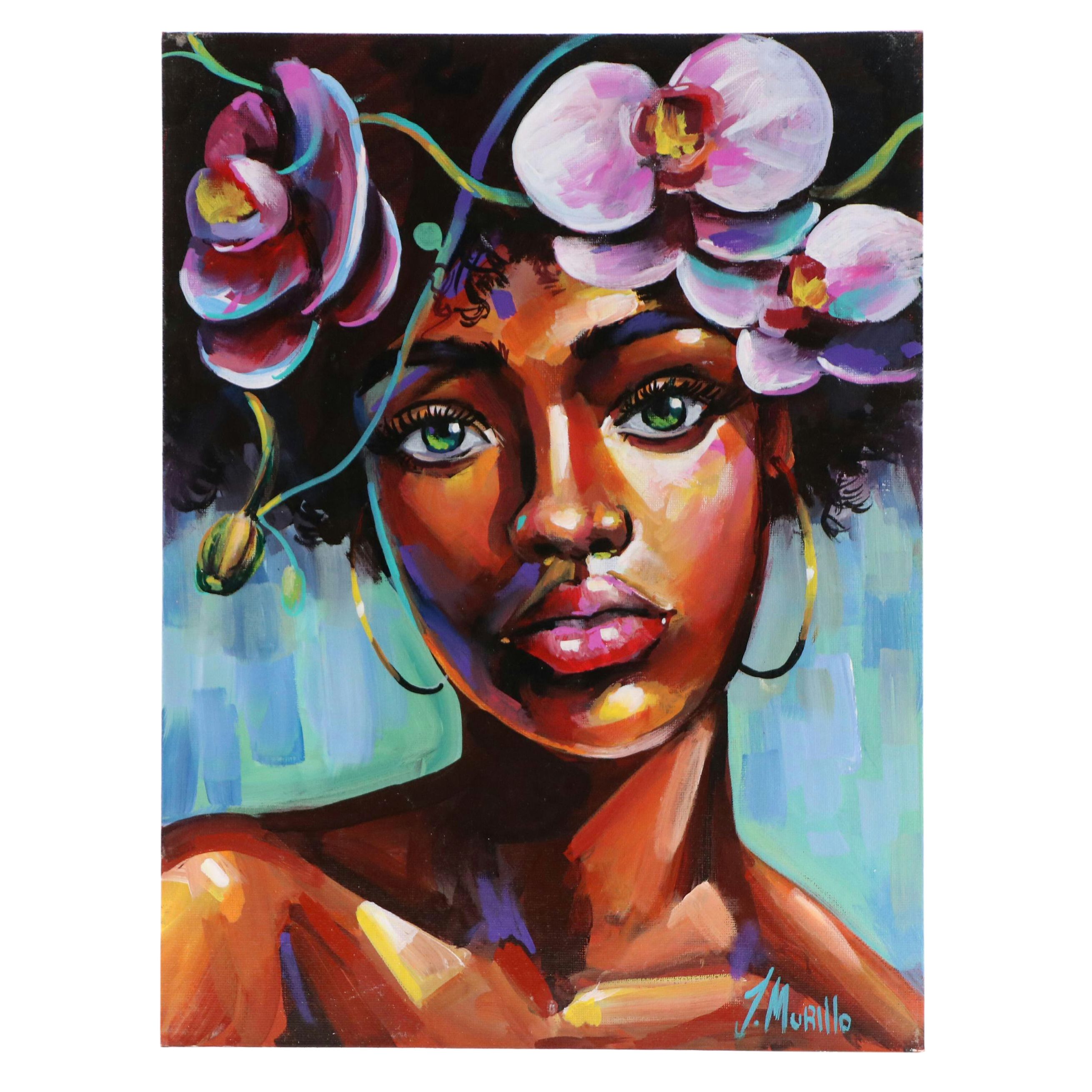 Jeshua Murillo Surrealist Acrylic Portrait, 21st Century