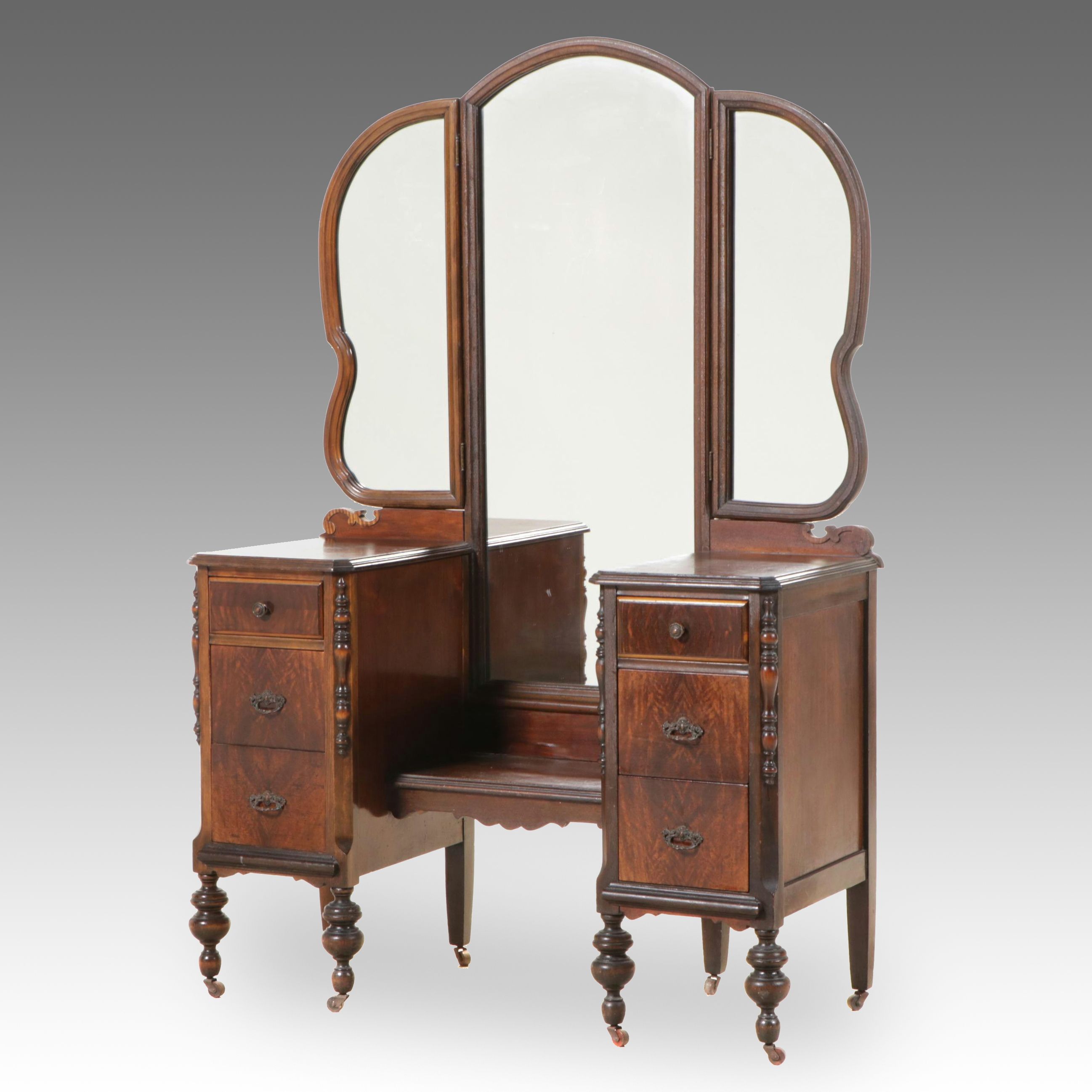 Edwardian Style Burl Wood Vanity, Early 20th Century