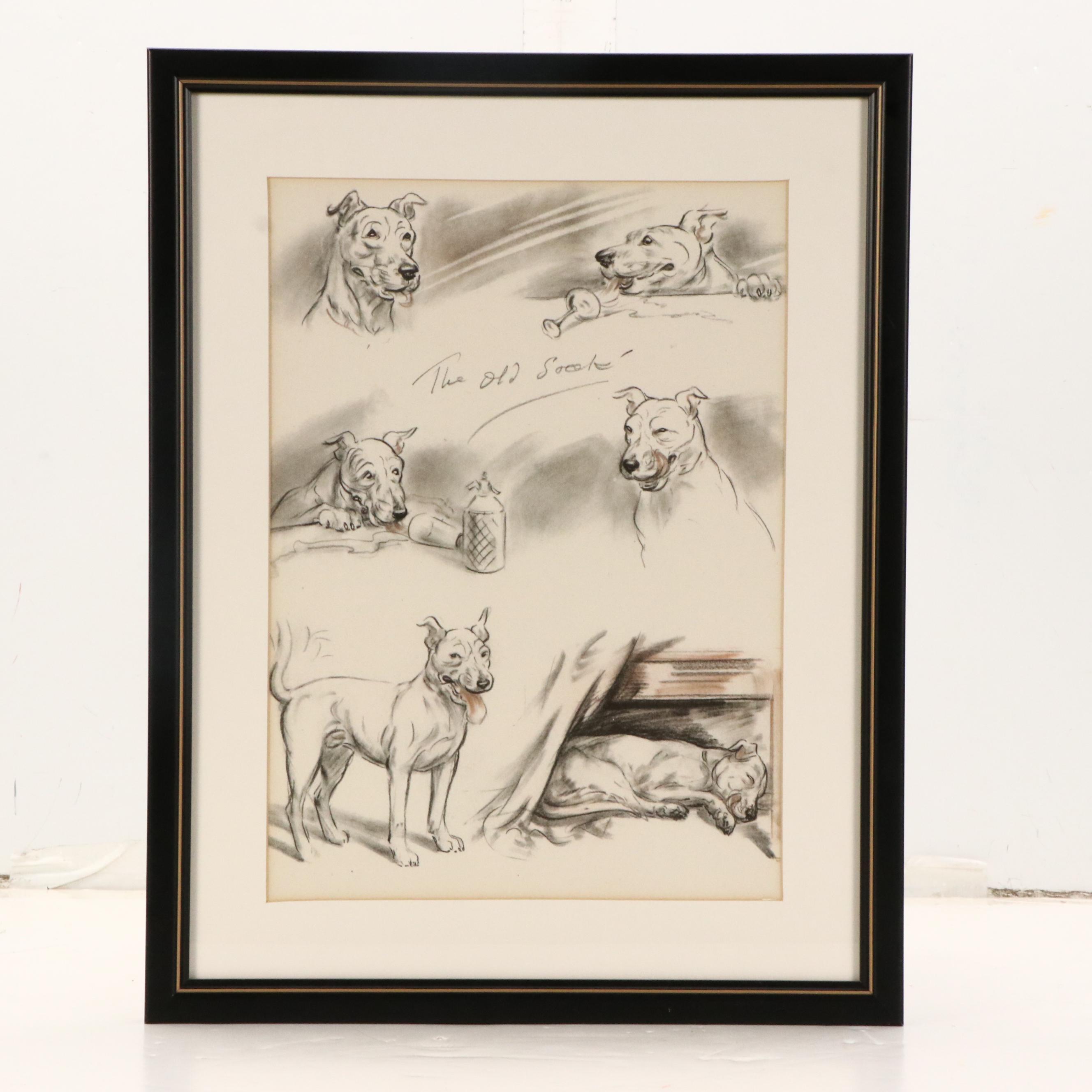 Offset Lithograph and Halftone Illustrations of Bull Terriers, 20th Century