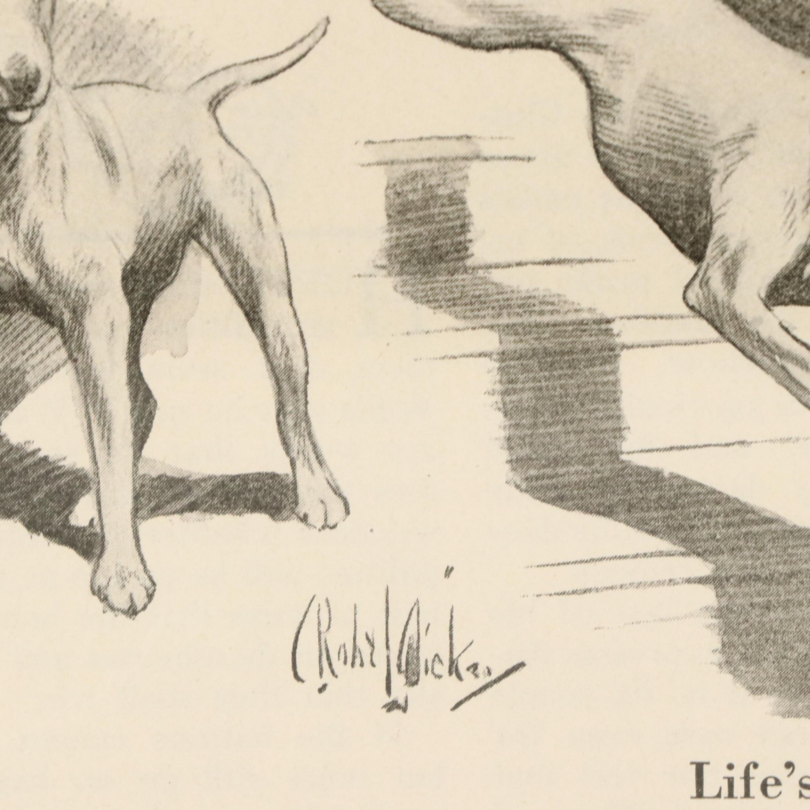 Offset Lithograph and Halftone Illustrations of Bull Terriers, 20th Century