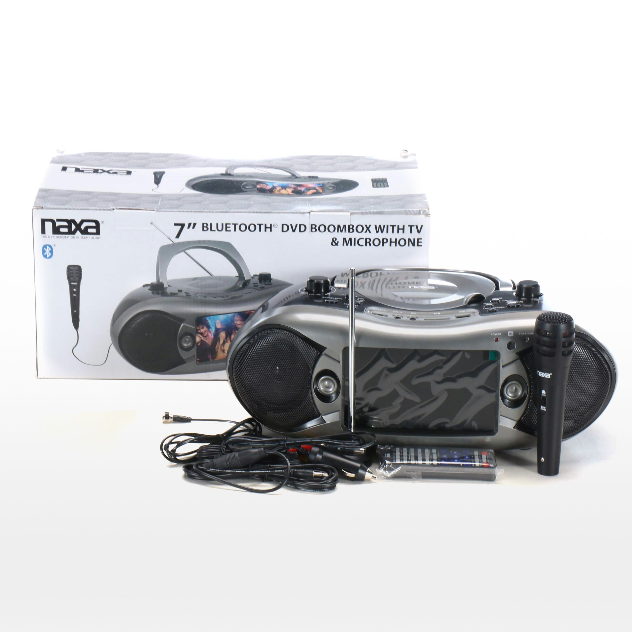 Naxa 7" Bluetooth DVD Boombox with TV and Microphone