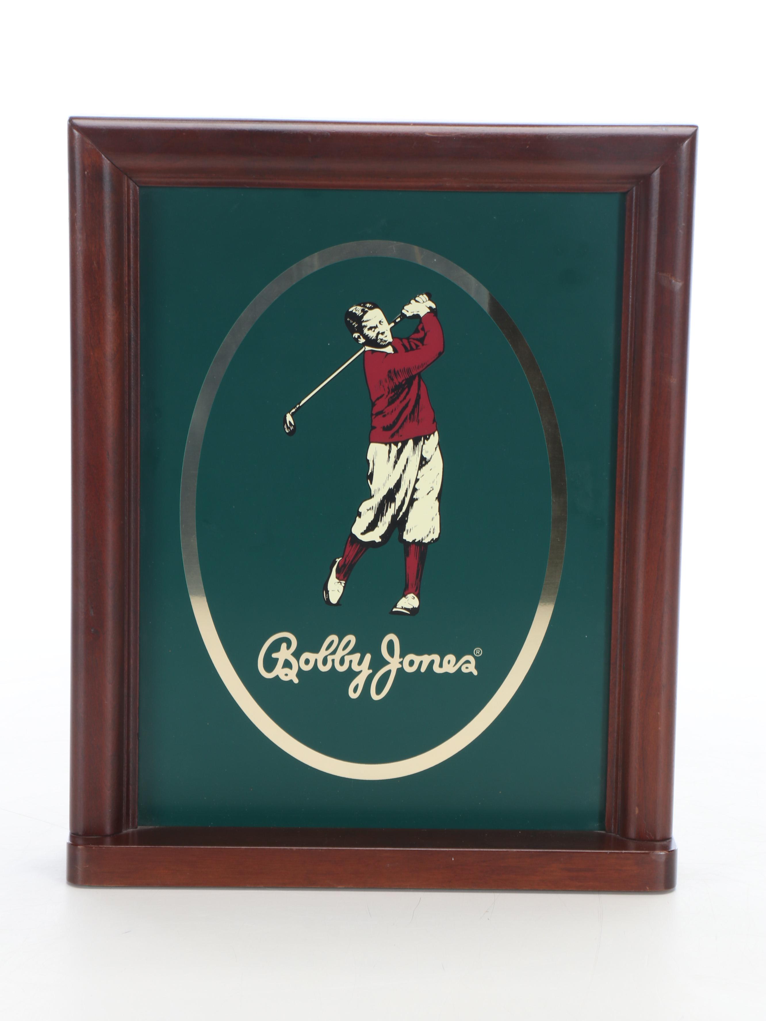 Bobby Jones Double-Sided Portrait, Spalding Autograph Hickory Stick Golf Clubs