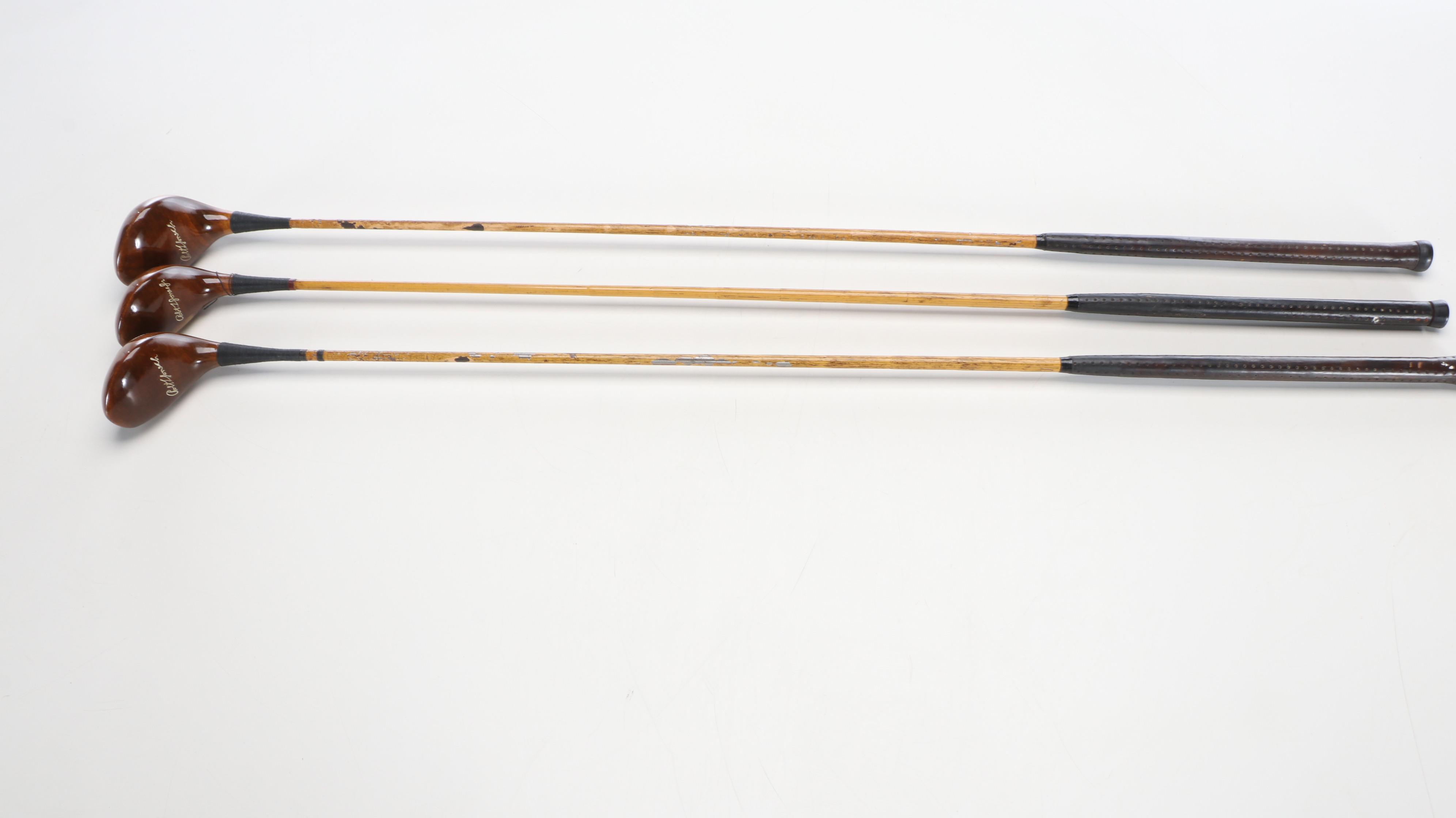 Bobby Jones Double-Sided Portrait, Spalding Autograph Hickory Stick Golf Clubs