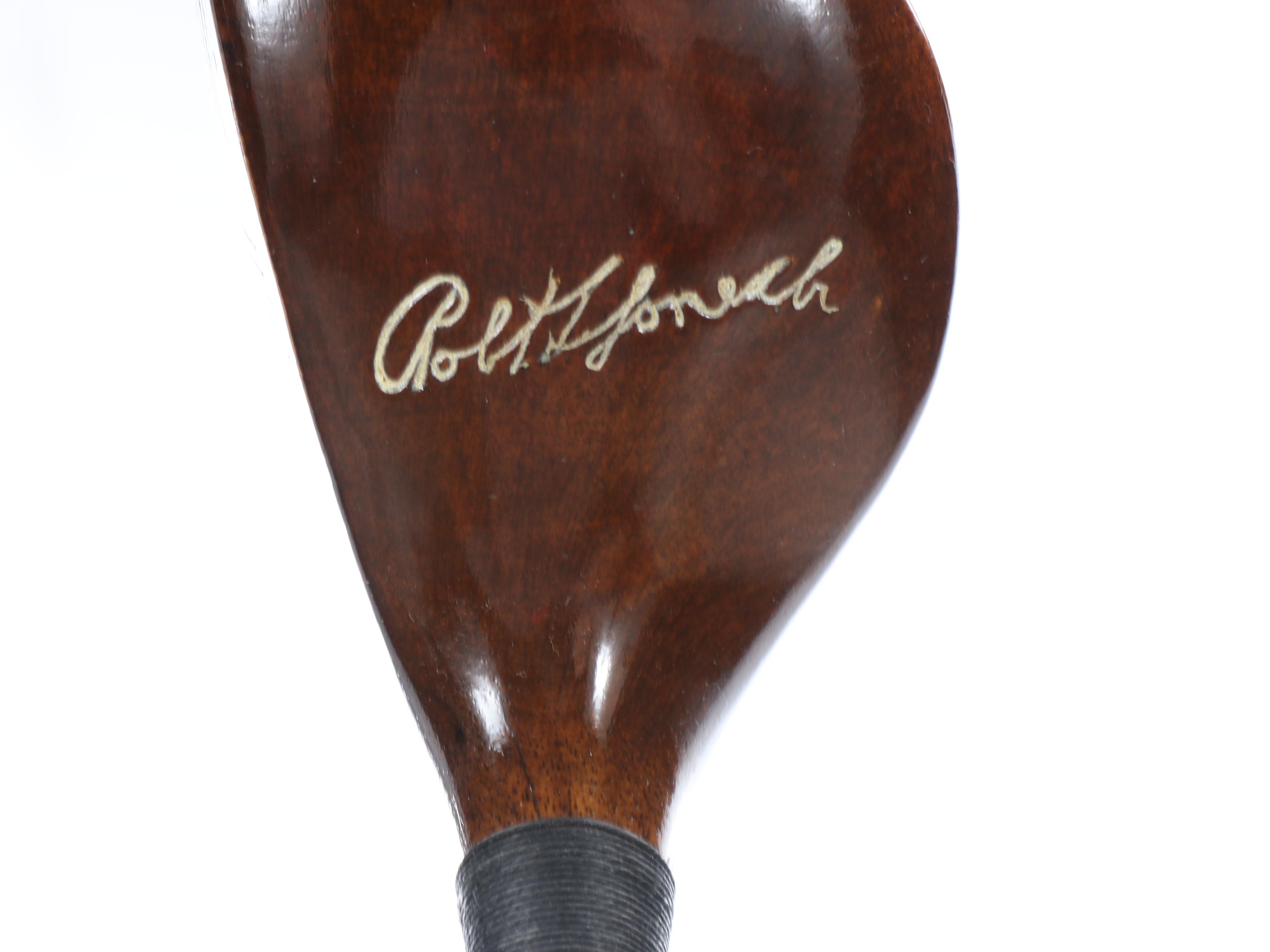 Bobby Jones Double-Sided Portrait, Spalding Autograph Hickory Stick Golf Clubs