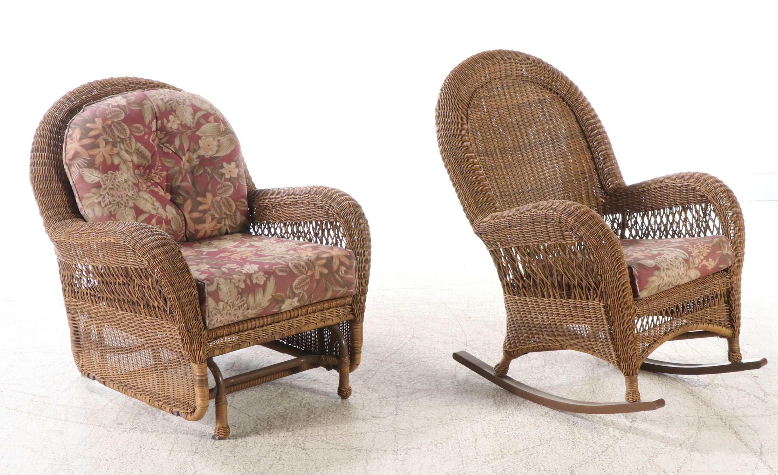 Resin Wicker Patio Glider, Rocking Chair, Side Tables and Settee