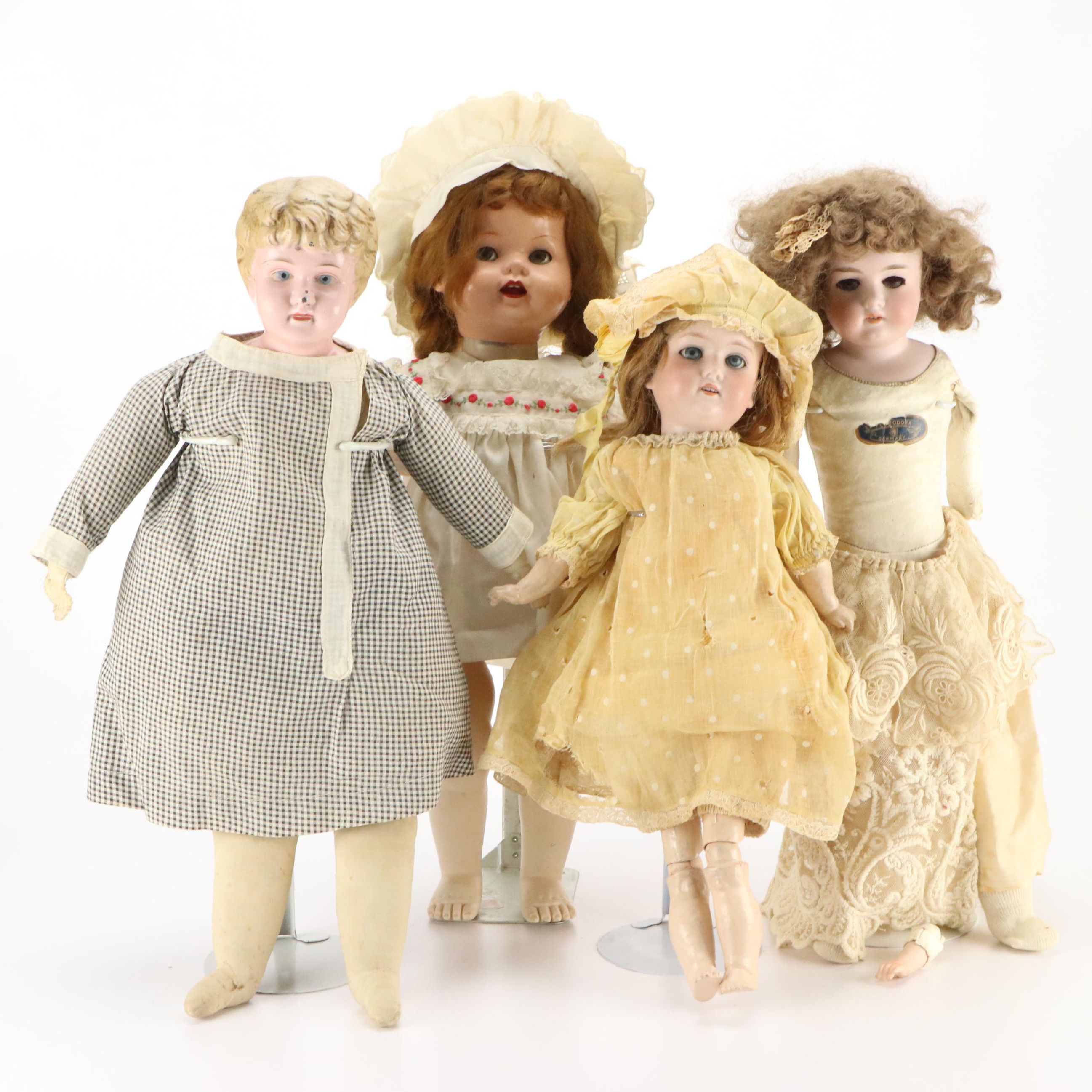 Armand Marseille German Bisque Head Dolls with Tin and Other Vintage Ideal Doll