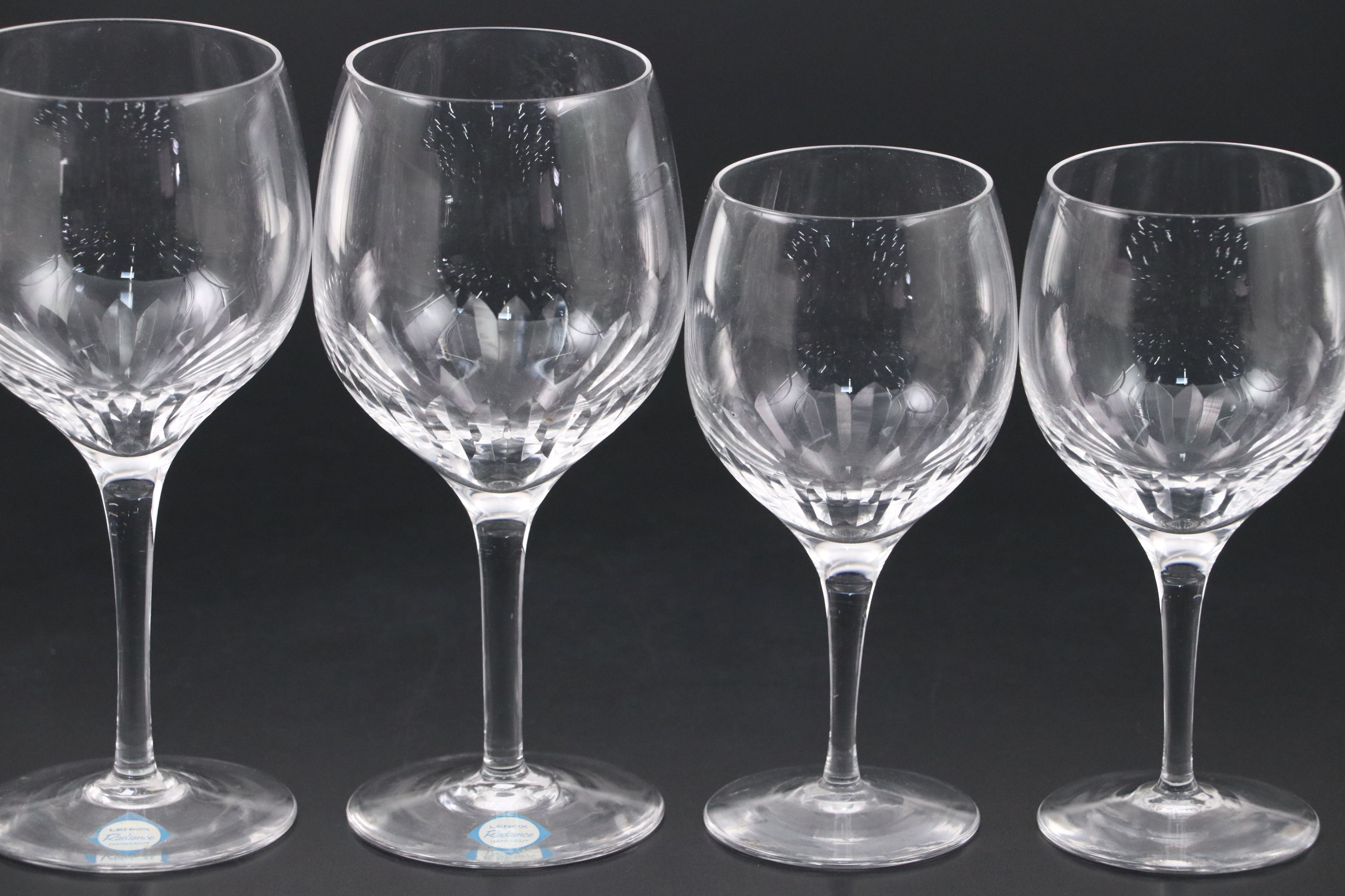 Lenox "Radiance" Hand Cut Wine Glasses and Water Goblets, Mid to Late 20th C.