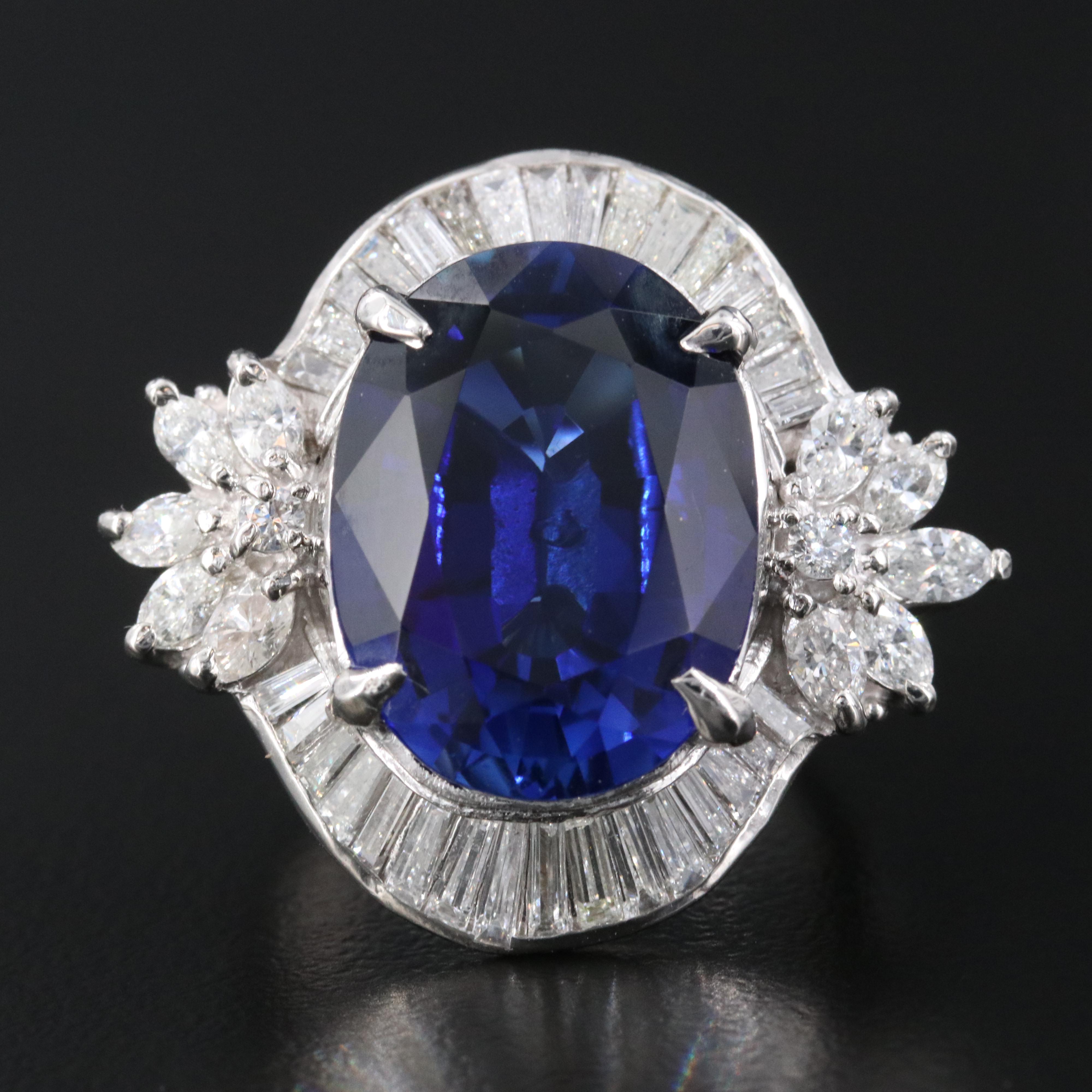 Platinum Sapphire and 1.74 CTW Diamond Ballerina Ring