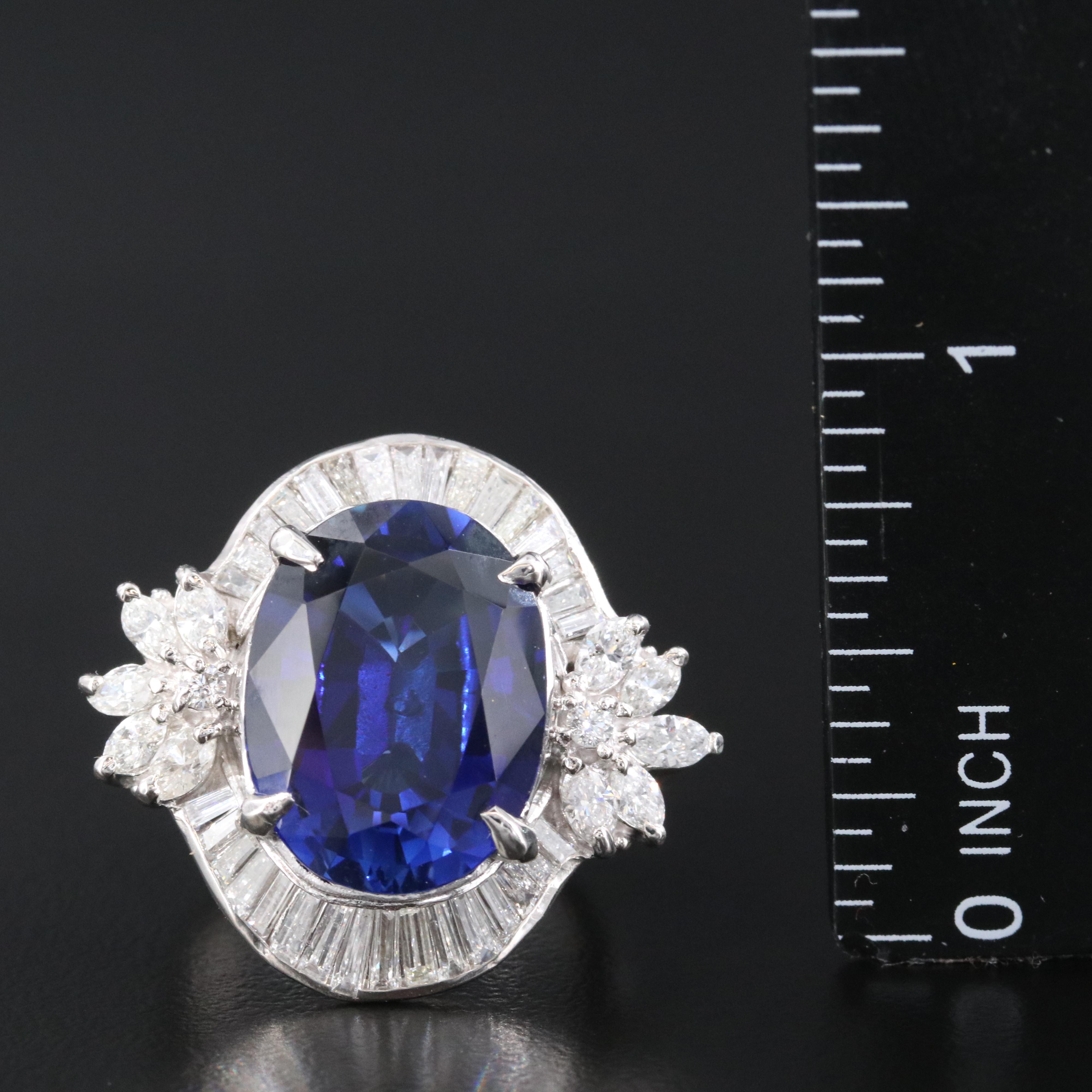 Platinum Sapphire and 1.74 CTW Diamond Ballerina Ring