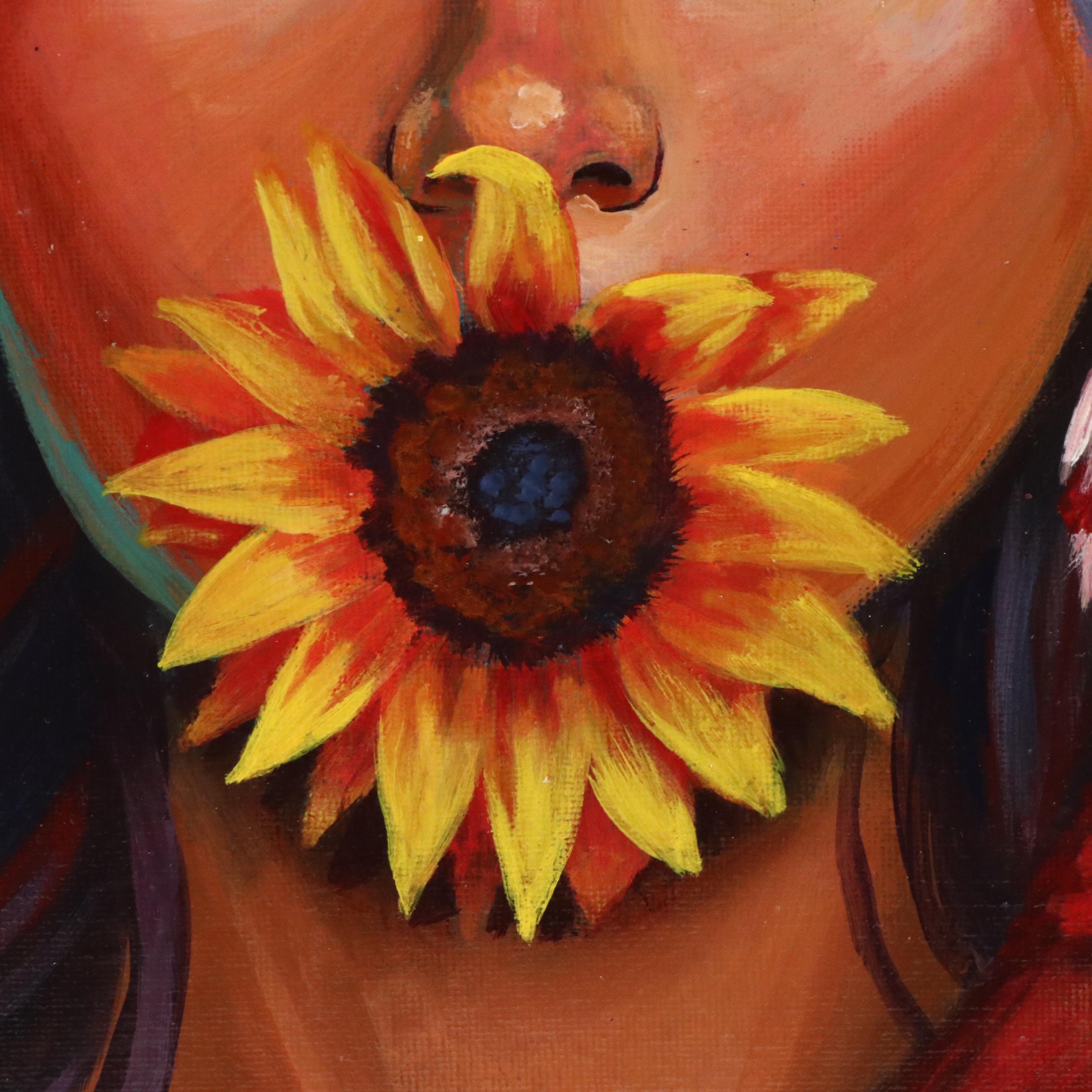 Loana Lopez Surrealist Acrylic Portrait, 21st Century