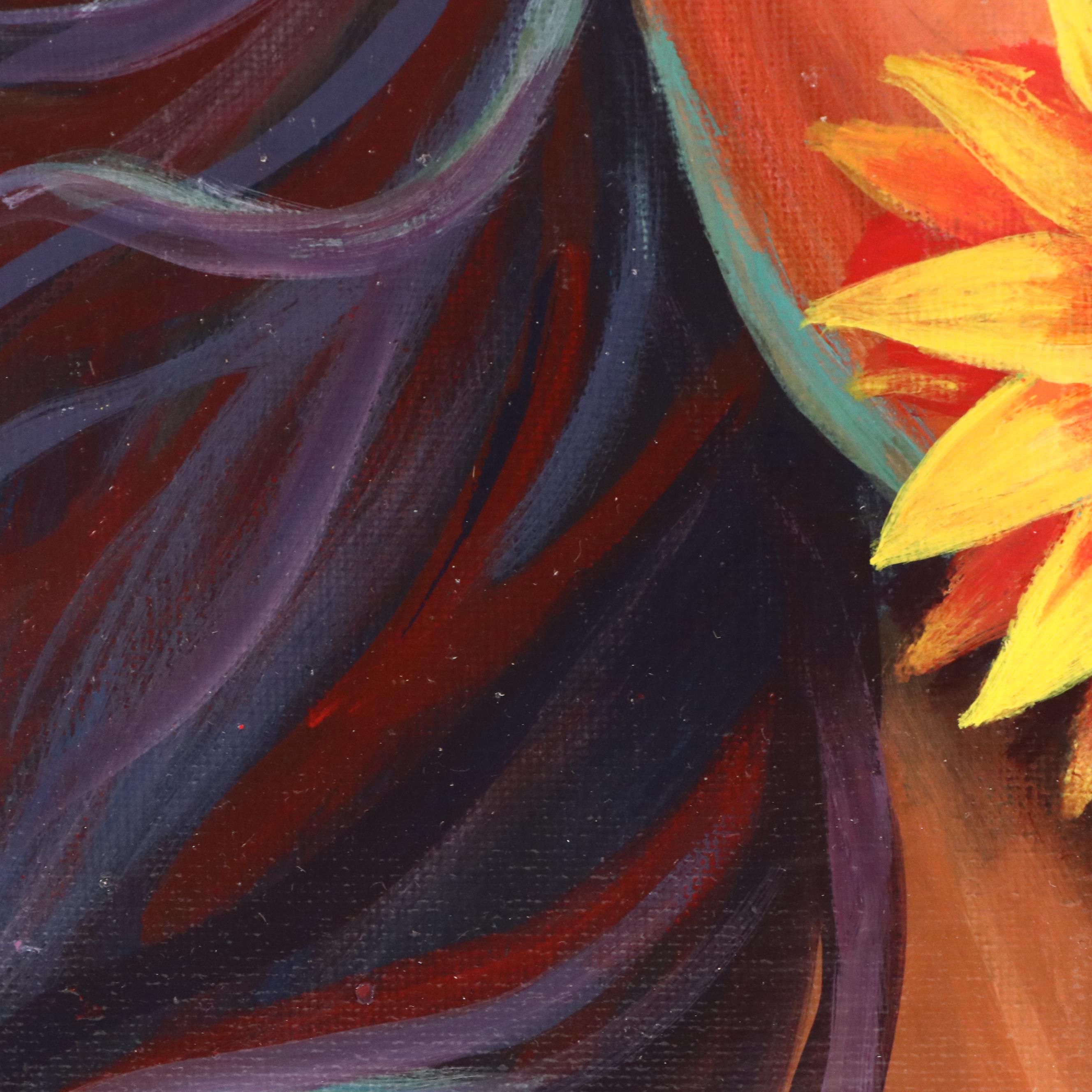 Loana Lopez Surrealist Acrylic Portrait, 21st Century