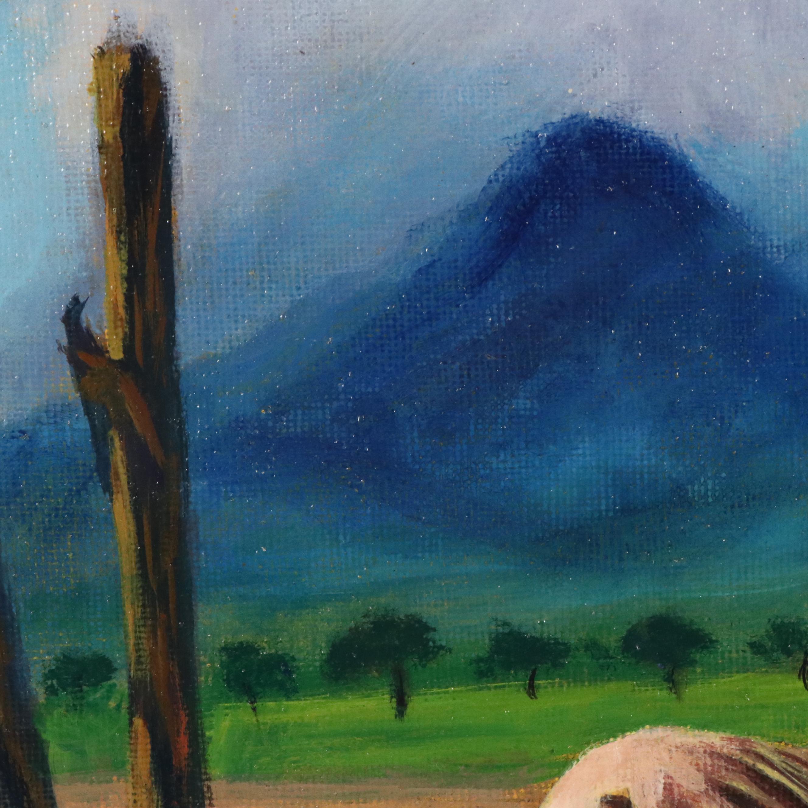 Loana Lopez Acrylic Painted of a Seated Figure. 21st Century