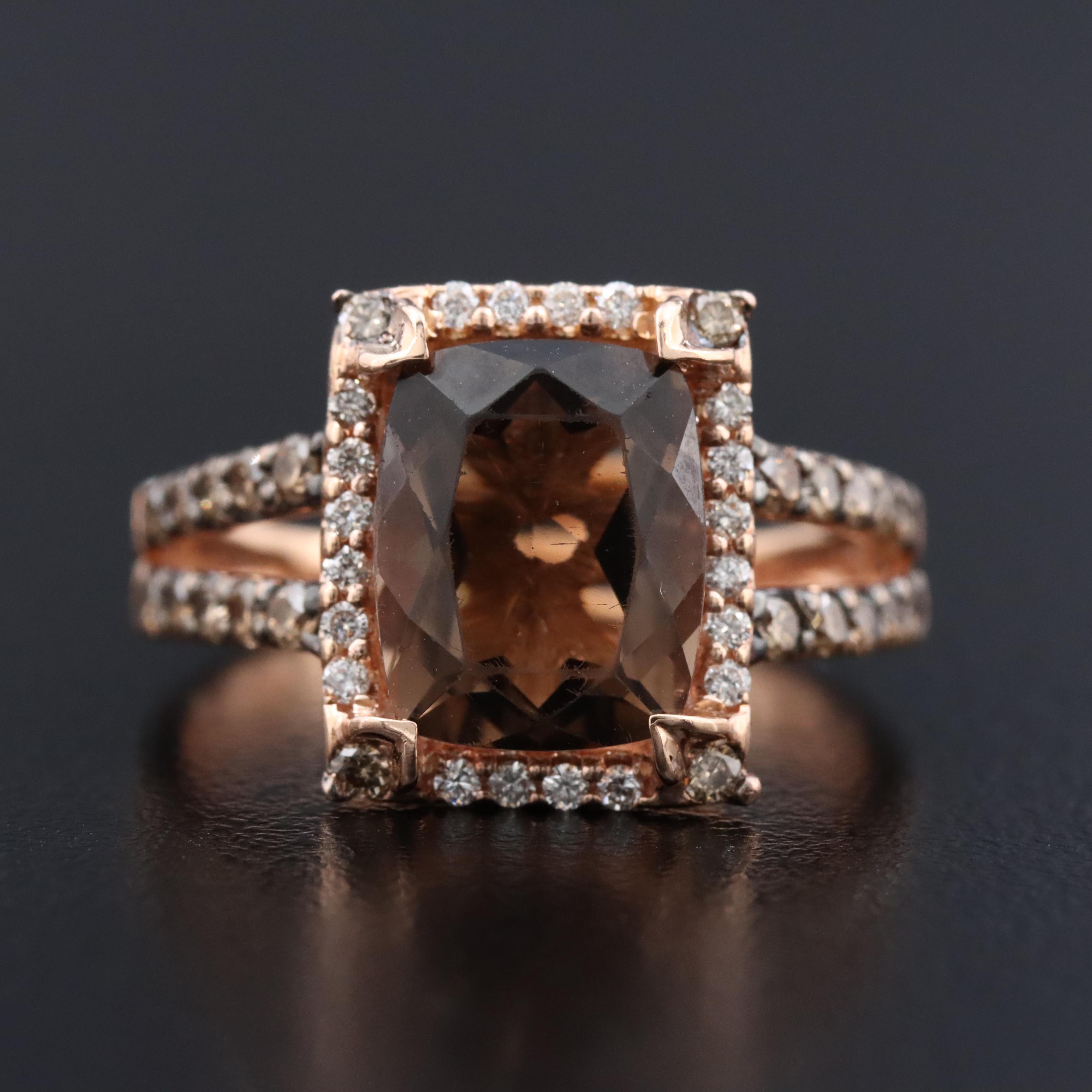 Le Vian 14K Rose Gold Smoky Quartz and Diamond Ring