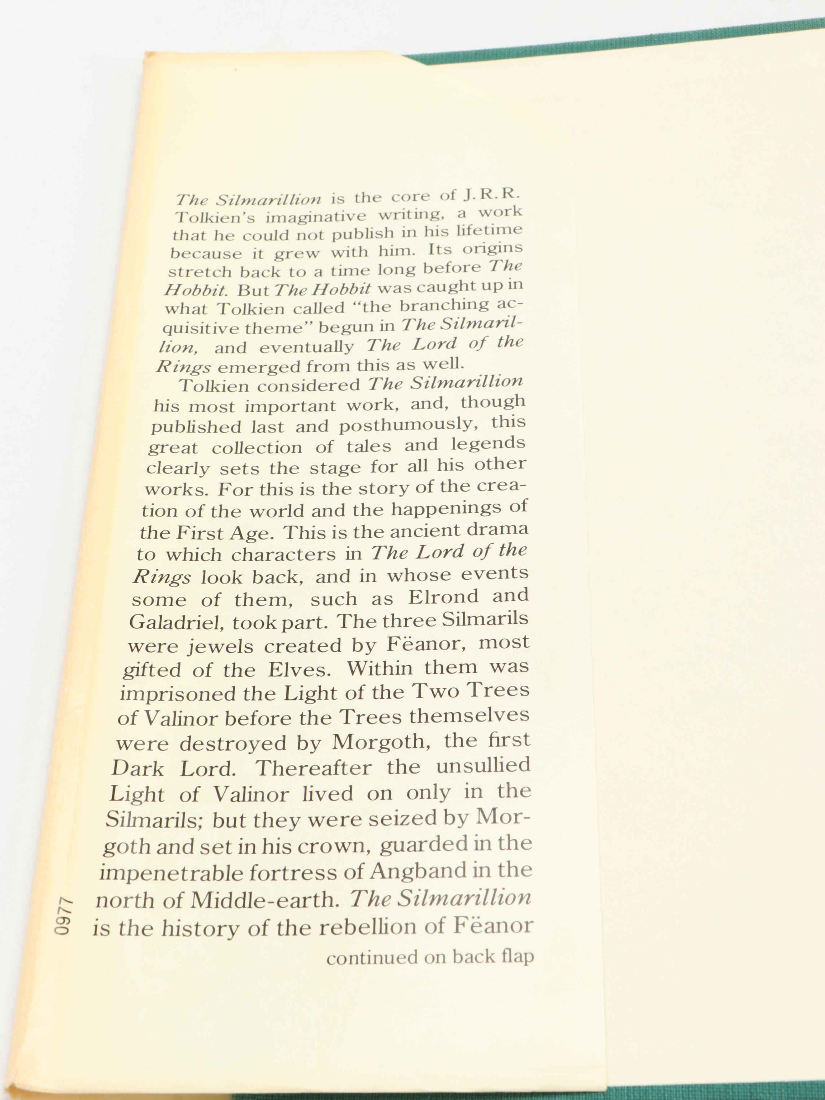 First American Edition "The Silmarillion" by J. R. R. Tolkien with Map, 1977