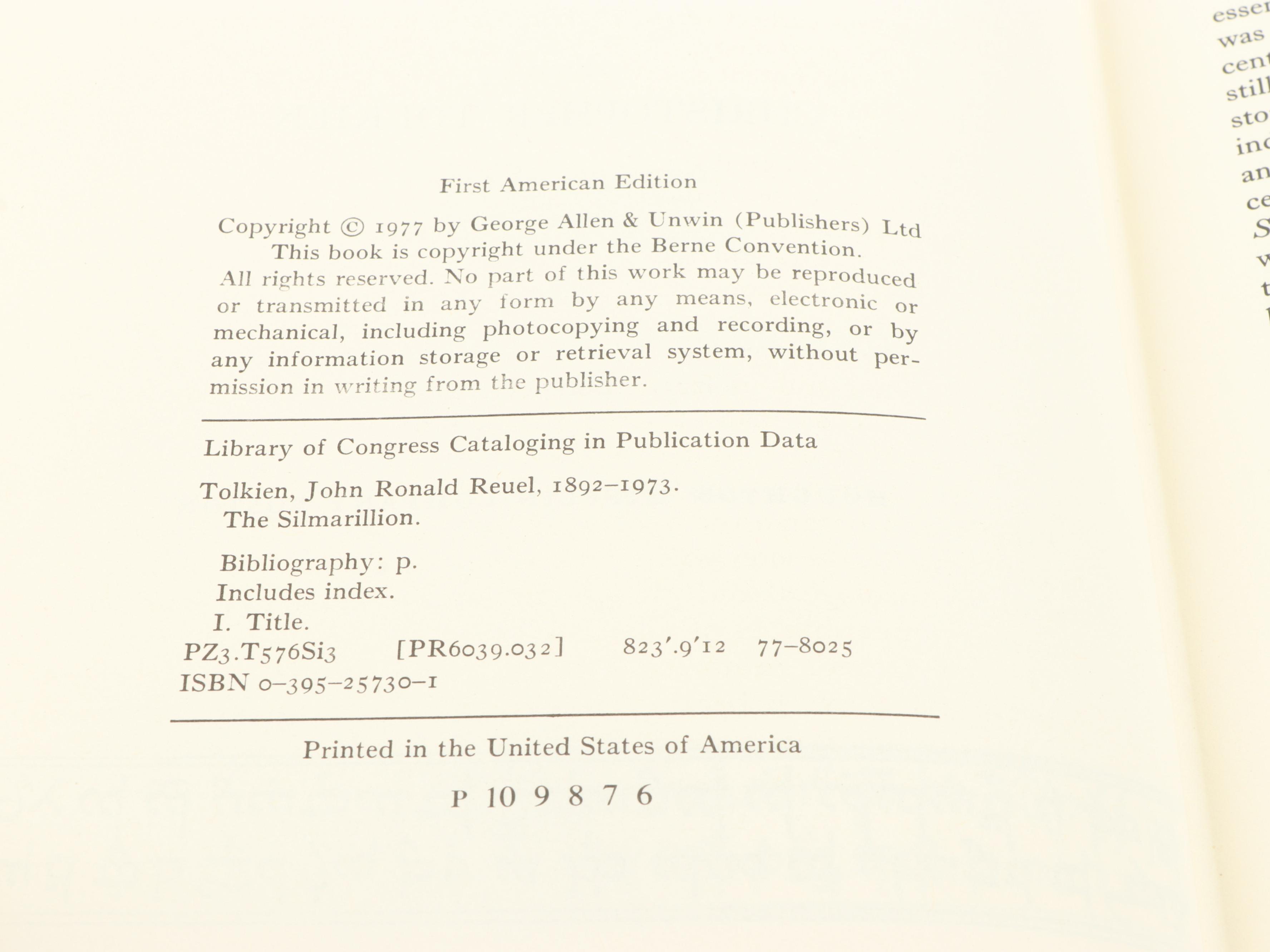 First American Edition "The Silmarillion" by J. R. R. Tolkien with Map, 1977