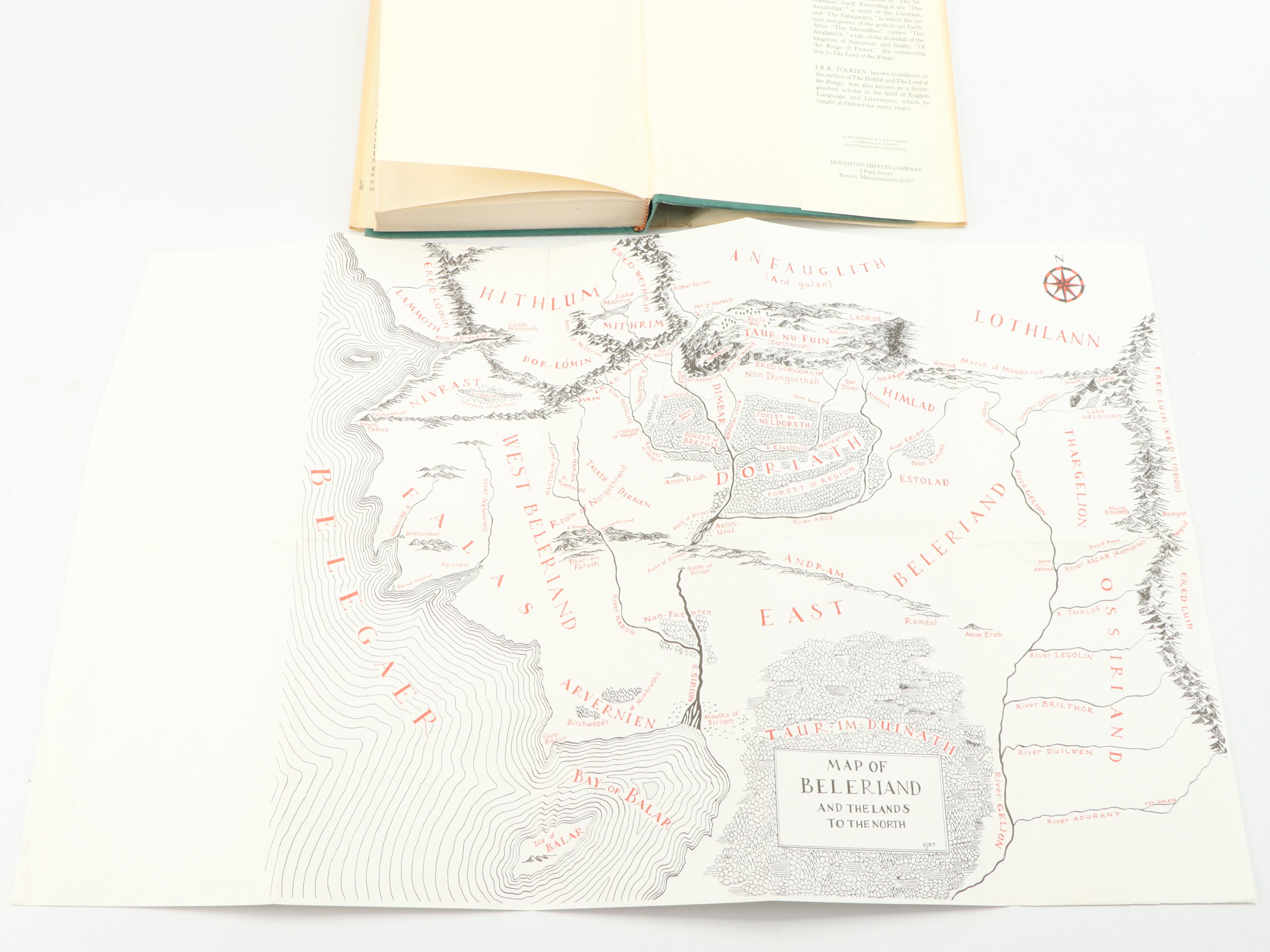 First American Edition "The Silmarillion" by J. R. R. Tolkien with Map, 1977