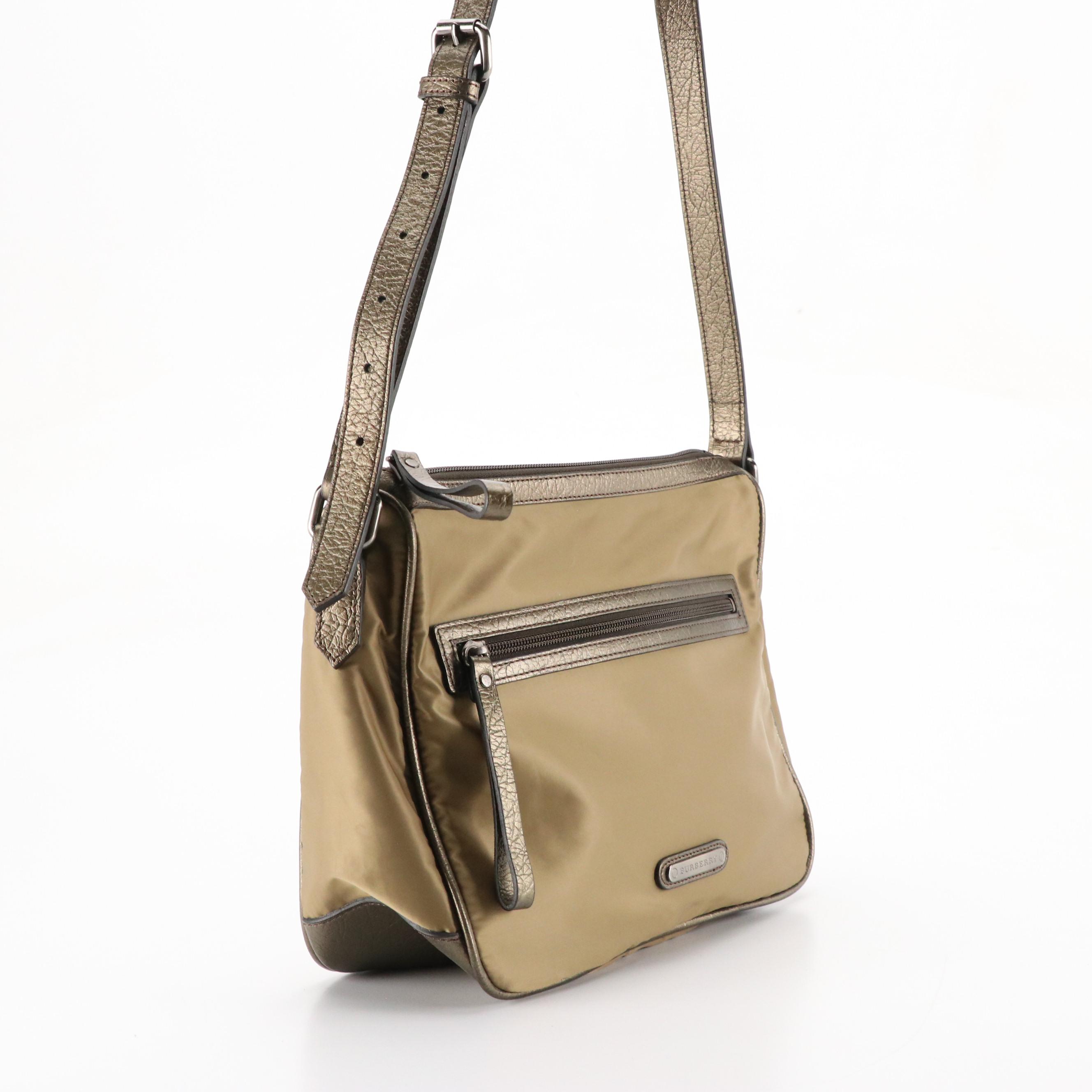 Burberry Nylon and Metallic Leather Crossbody Bag