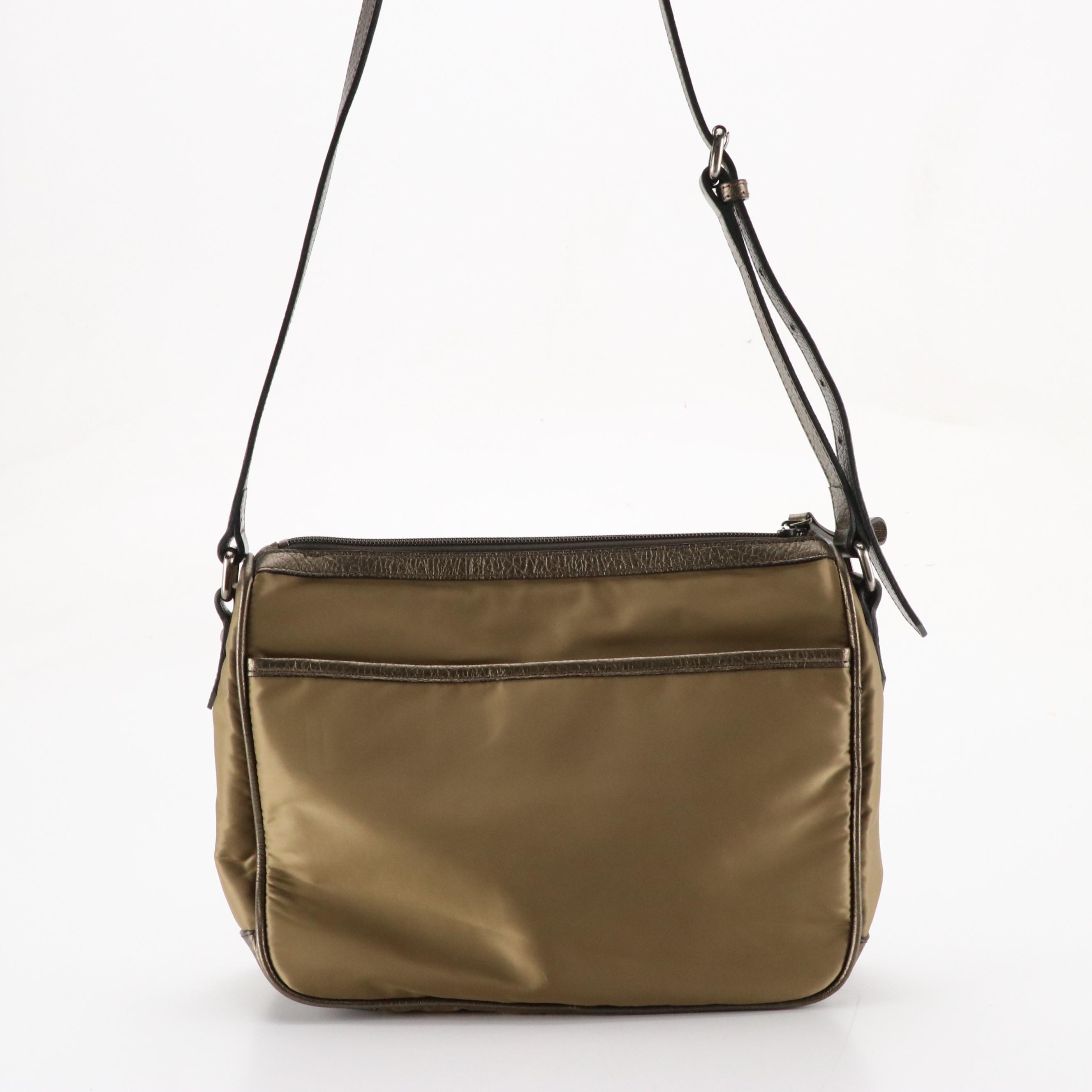 Burberry Nylon and Metallic Leather Crossbody Bag