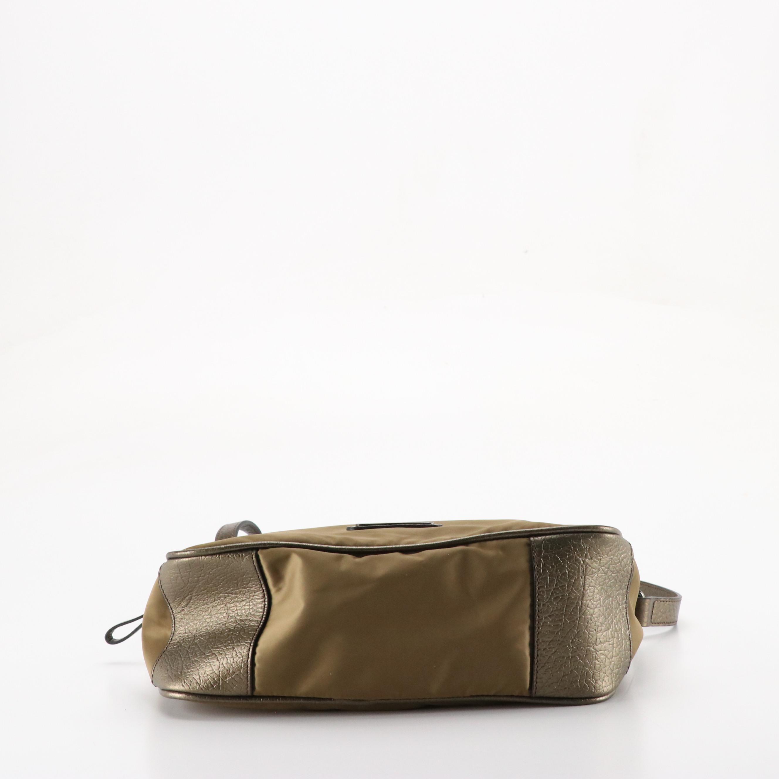 Burberry Nylon and Metallic Leather Crossbody Bag