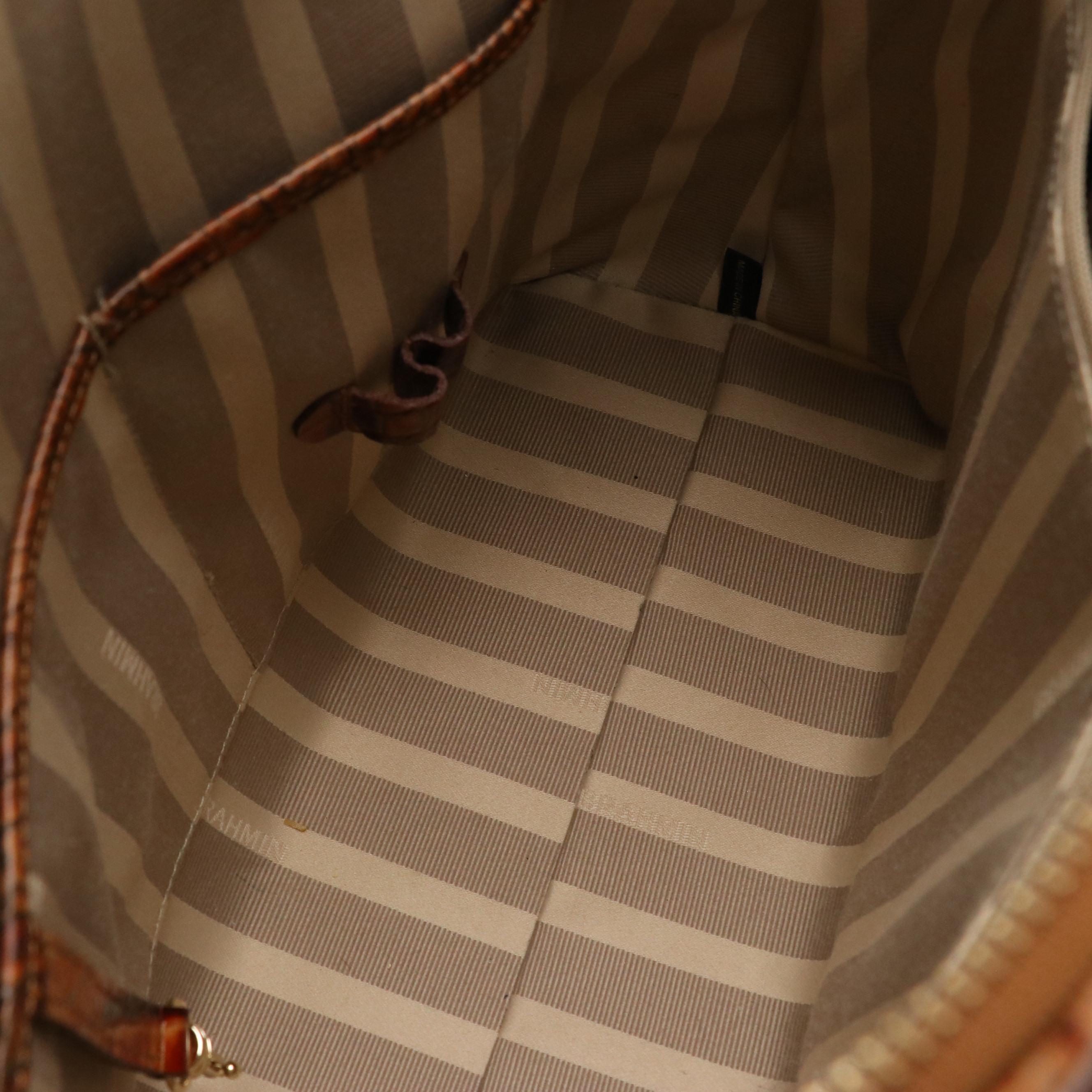 Brahmin Zippered Two-Way Satchel in Caramel Brown Multi-Leather