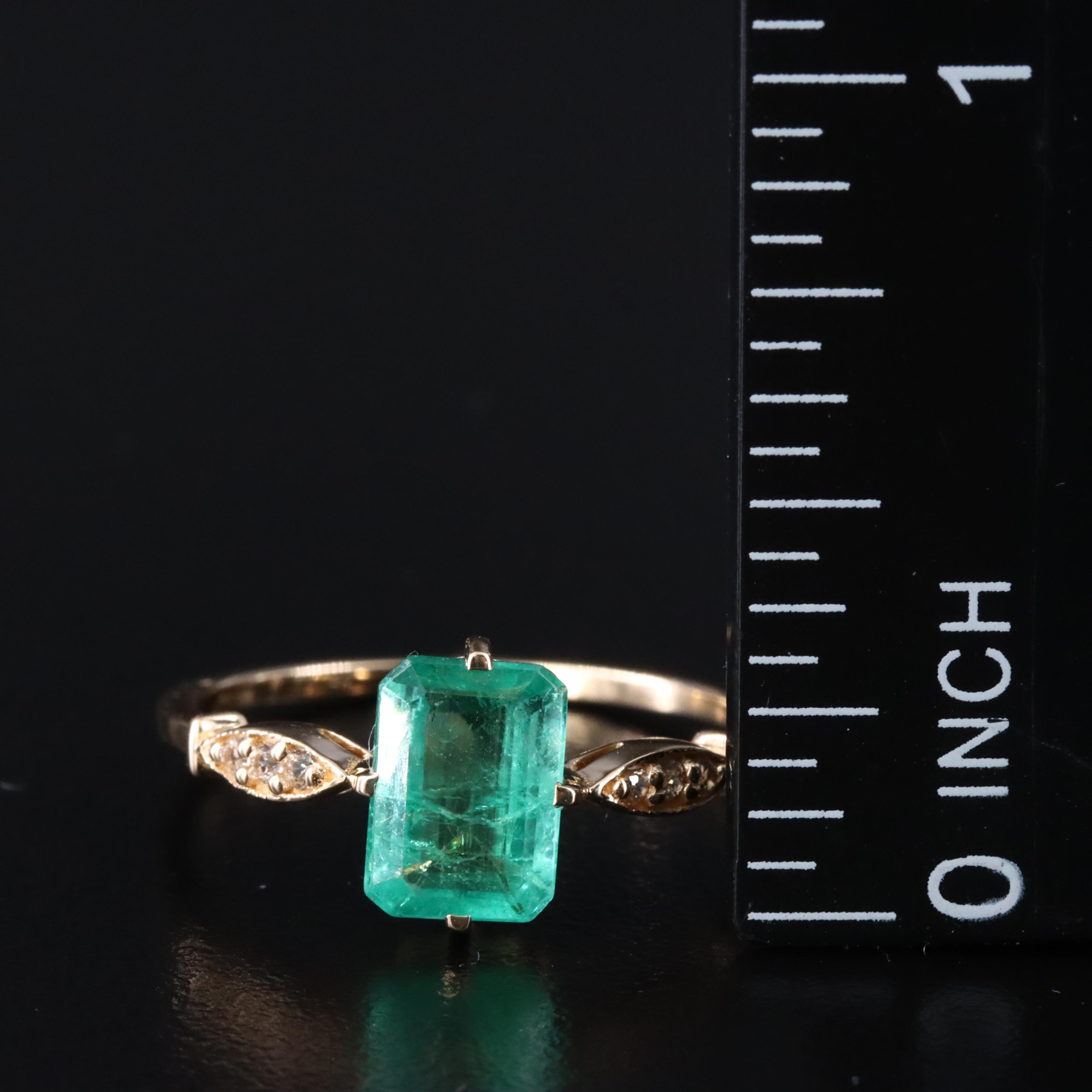 14K 1.00 CT Emerald and White Sapphire Ring
