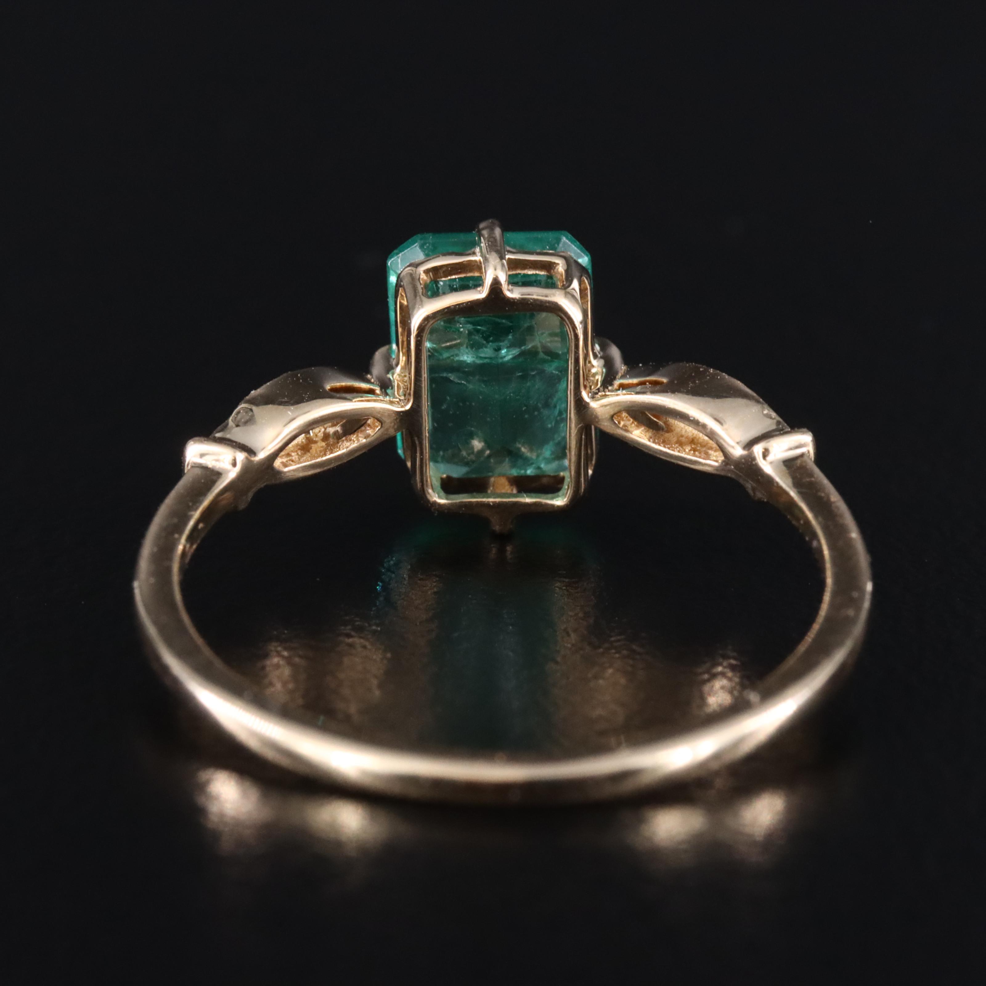 14K 1.00 CT Emerald and White Sapphire Ring