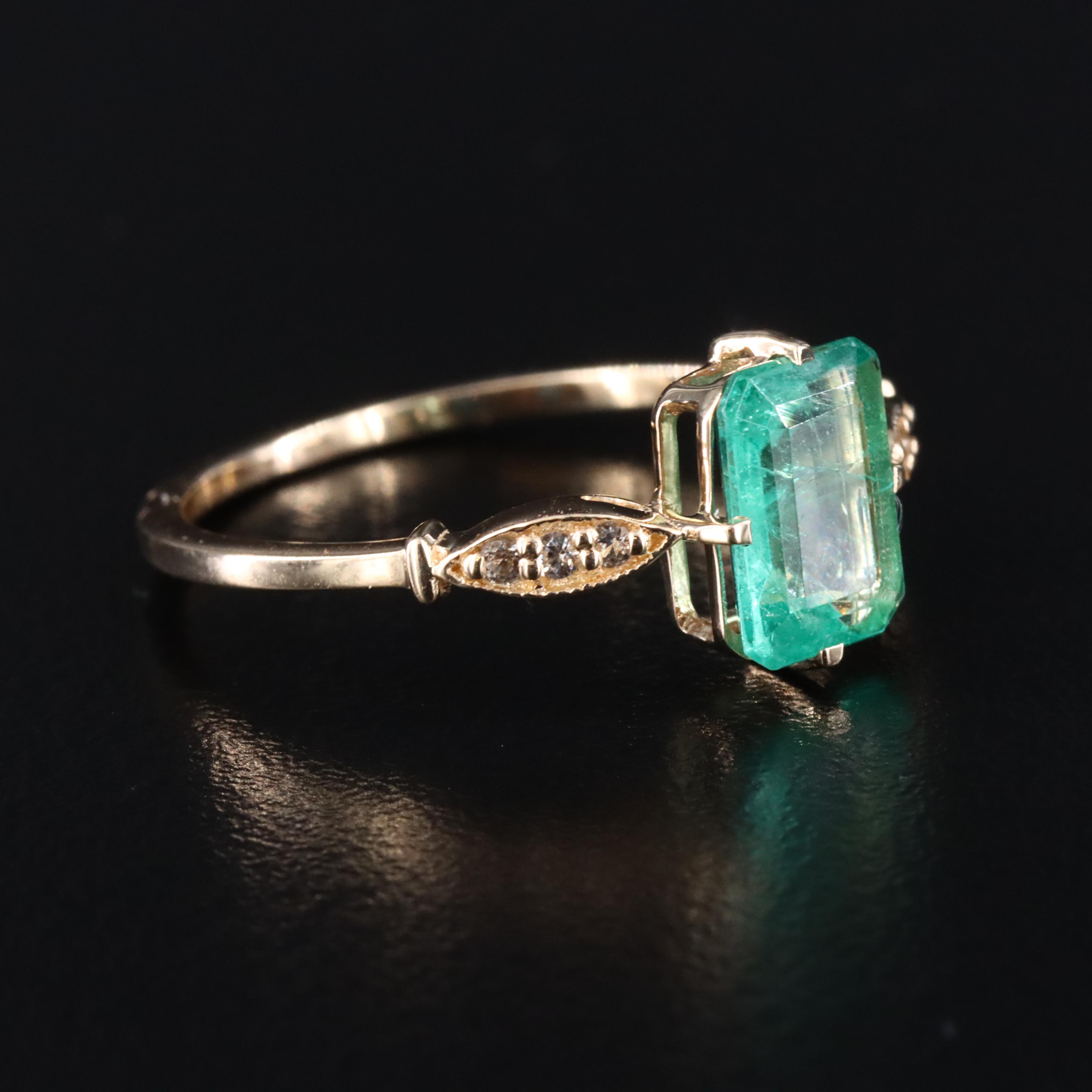 14K 1.00 CT Emerald and White Sapphire Ring