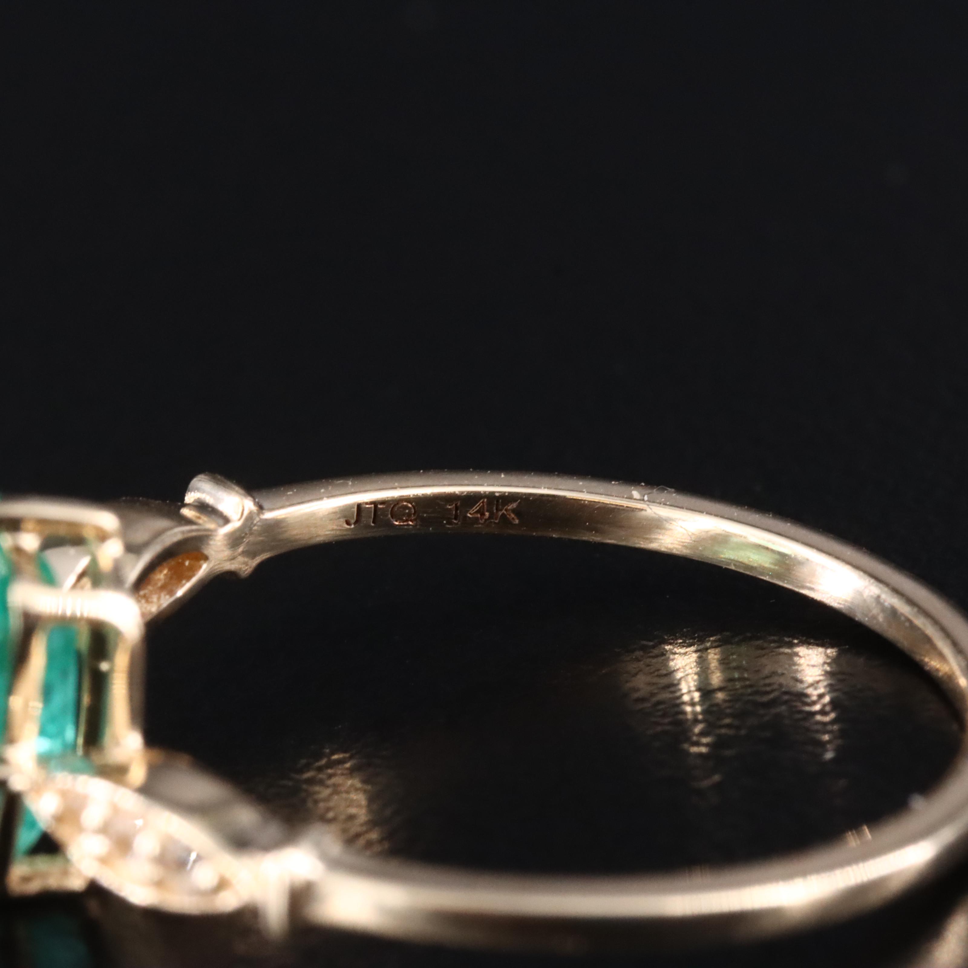 14K 1.00 CT Emerald and White Sapphire Ring