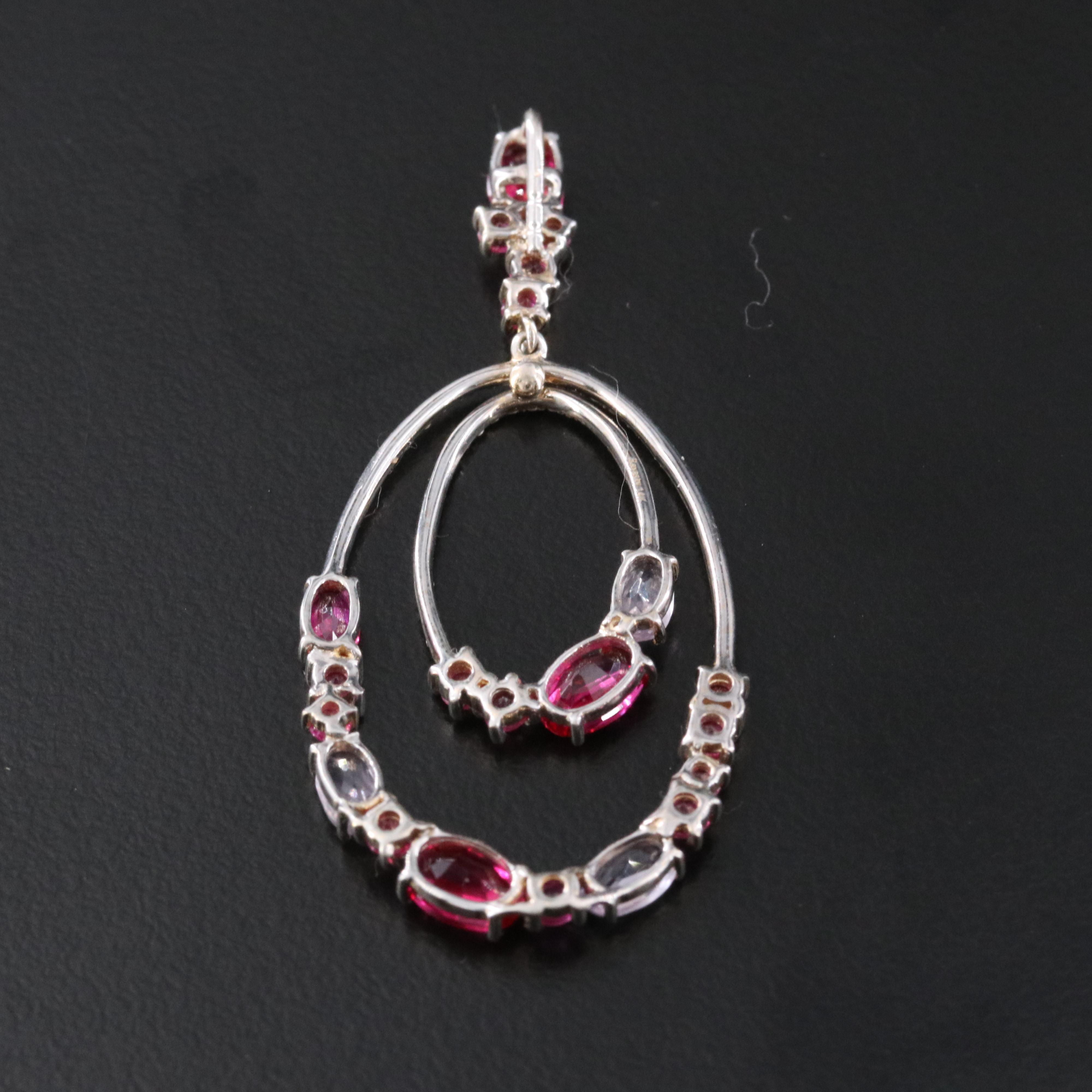 14K Ruby, Amethyst and Diamond Concentric Oval Pendant