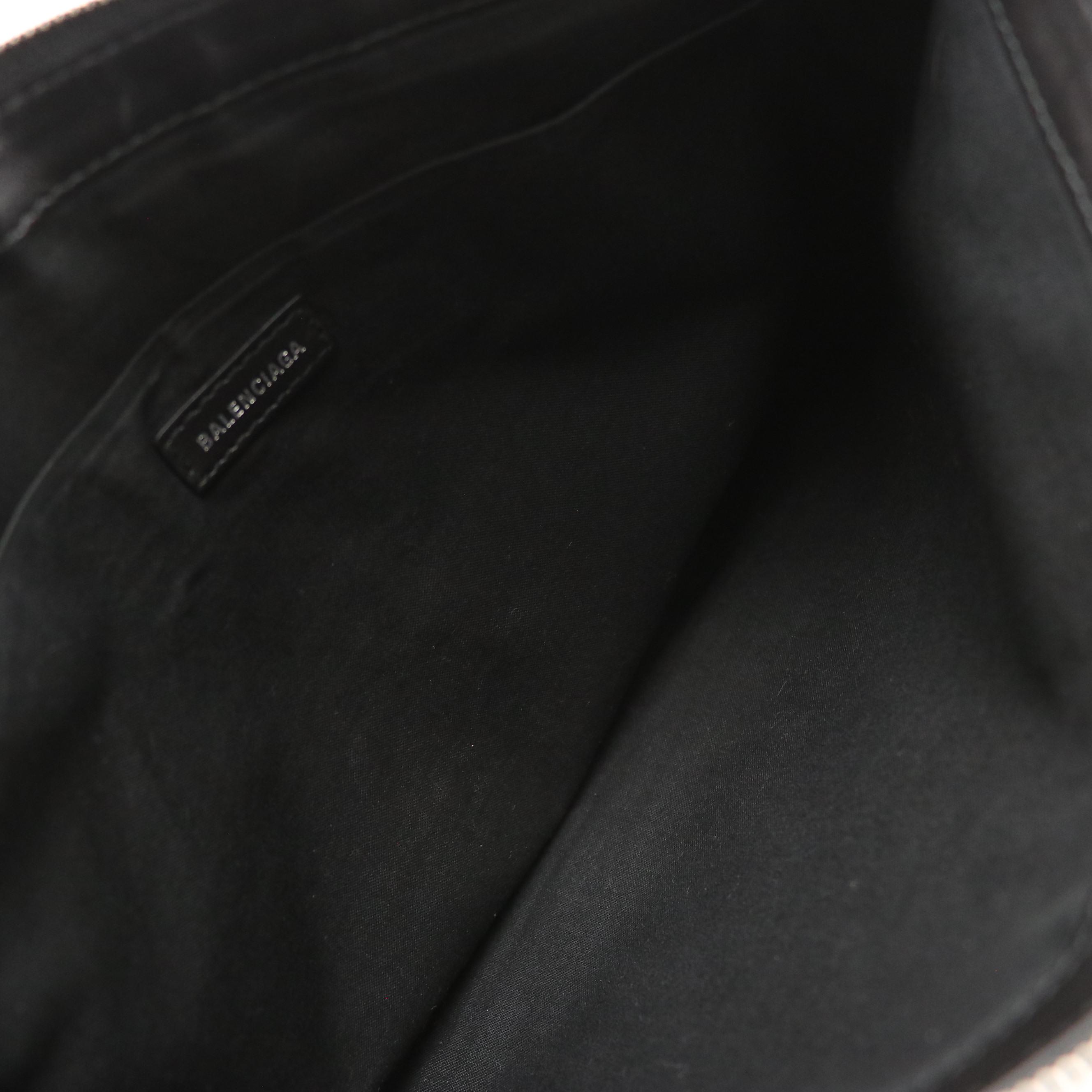 Balenciaga Logo Zip Clutch in Canvas with Calfskin Leather Trim