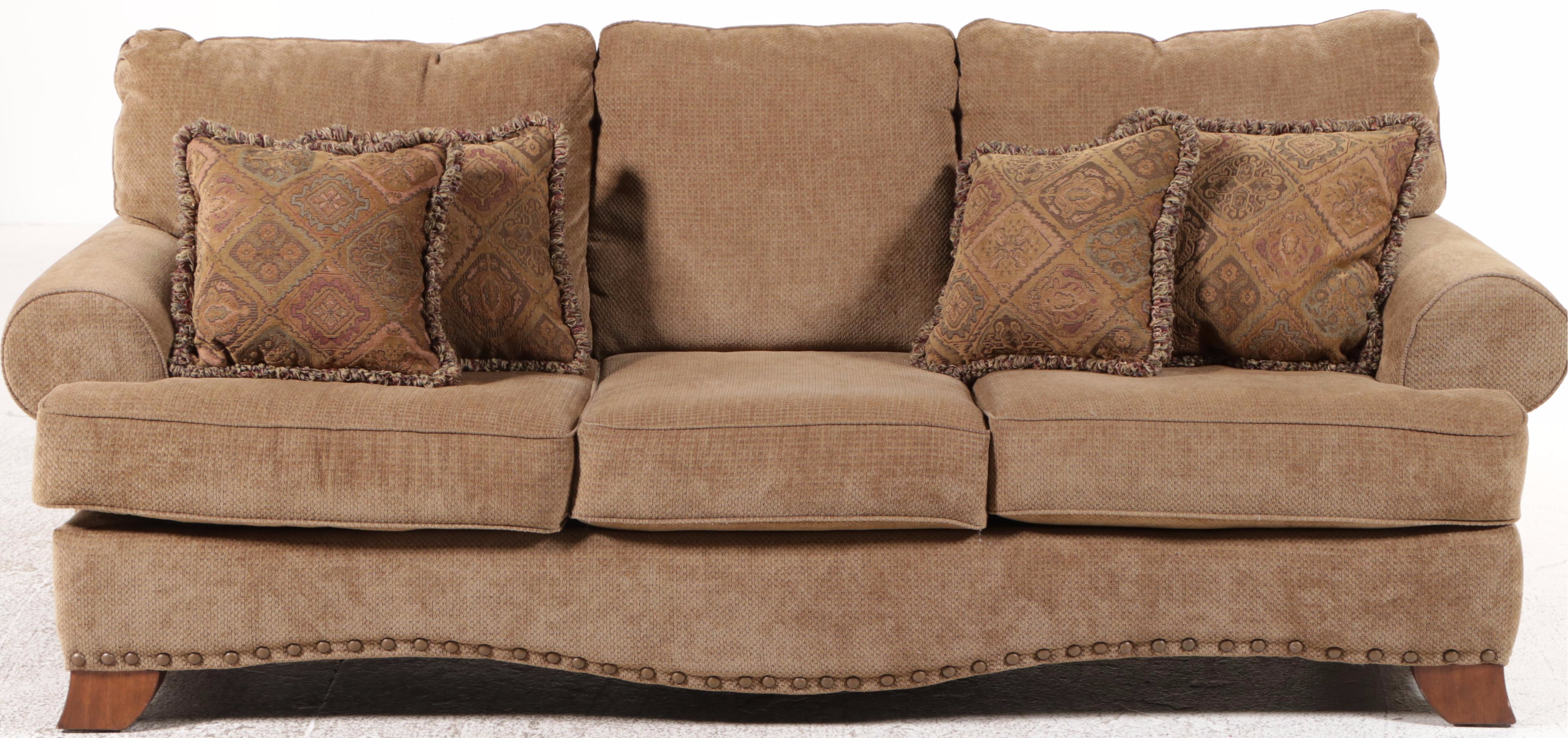 Upholstered Sofa with Nailhead Trim