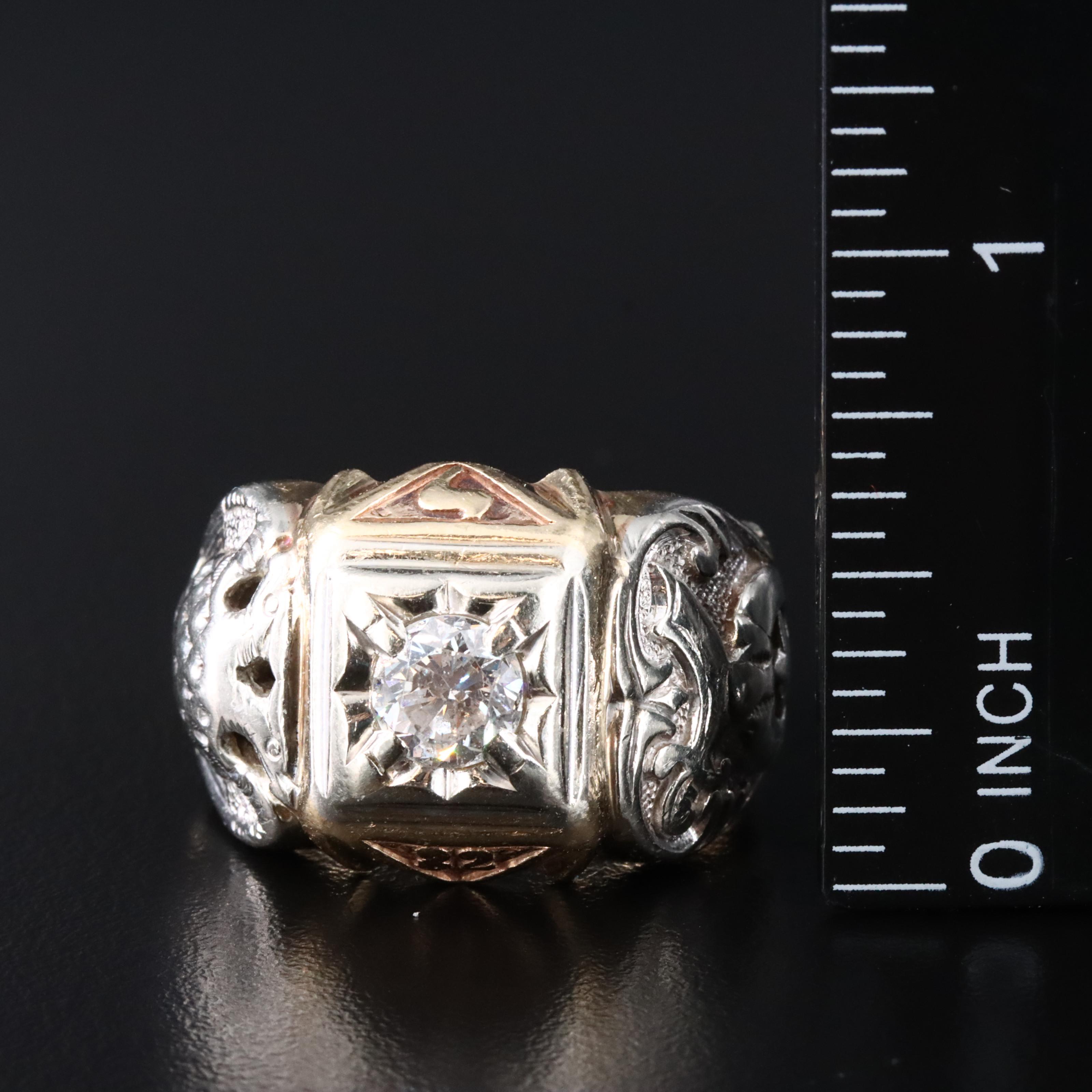 14K 0.95 CT Diamond Masonic Ring