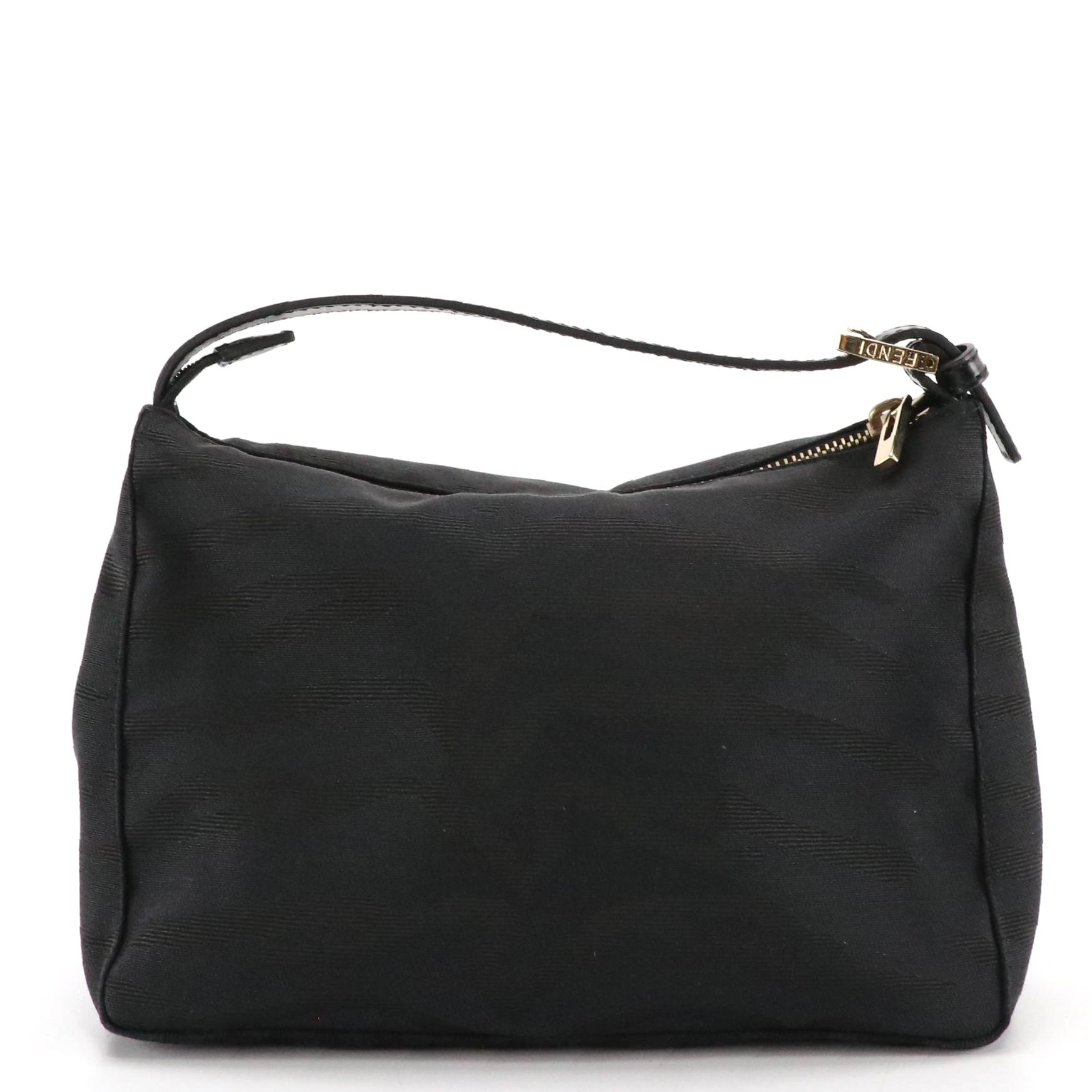 Fendi Black Jacquard and Leather Pochette in Tiger Stripes