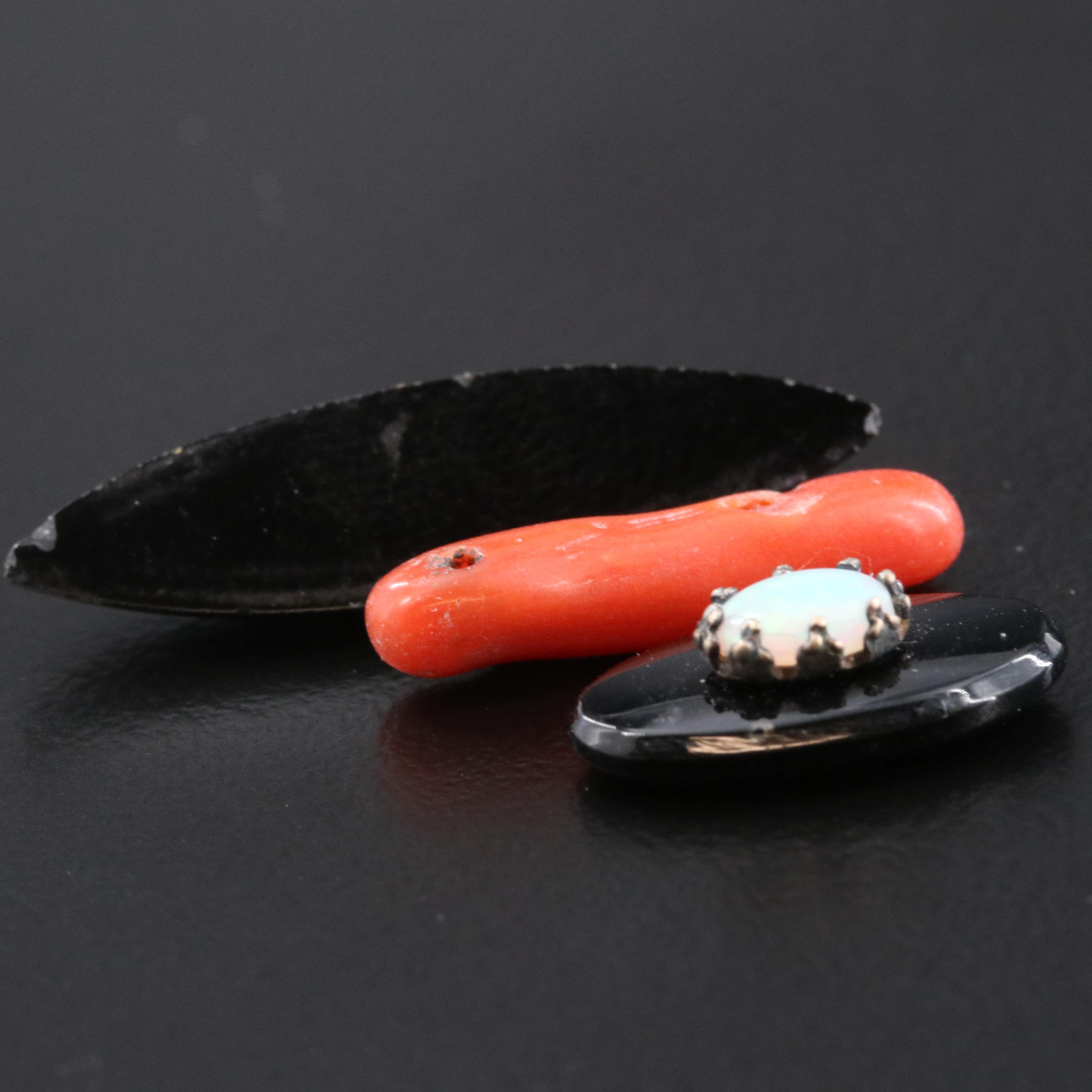 Loose Mixed Gemstone Lot with Jadeite, Nephrite and Coral