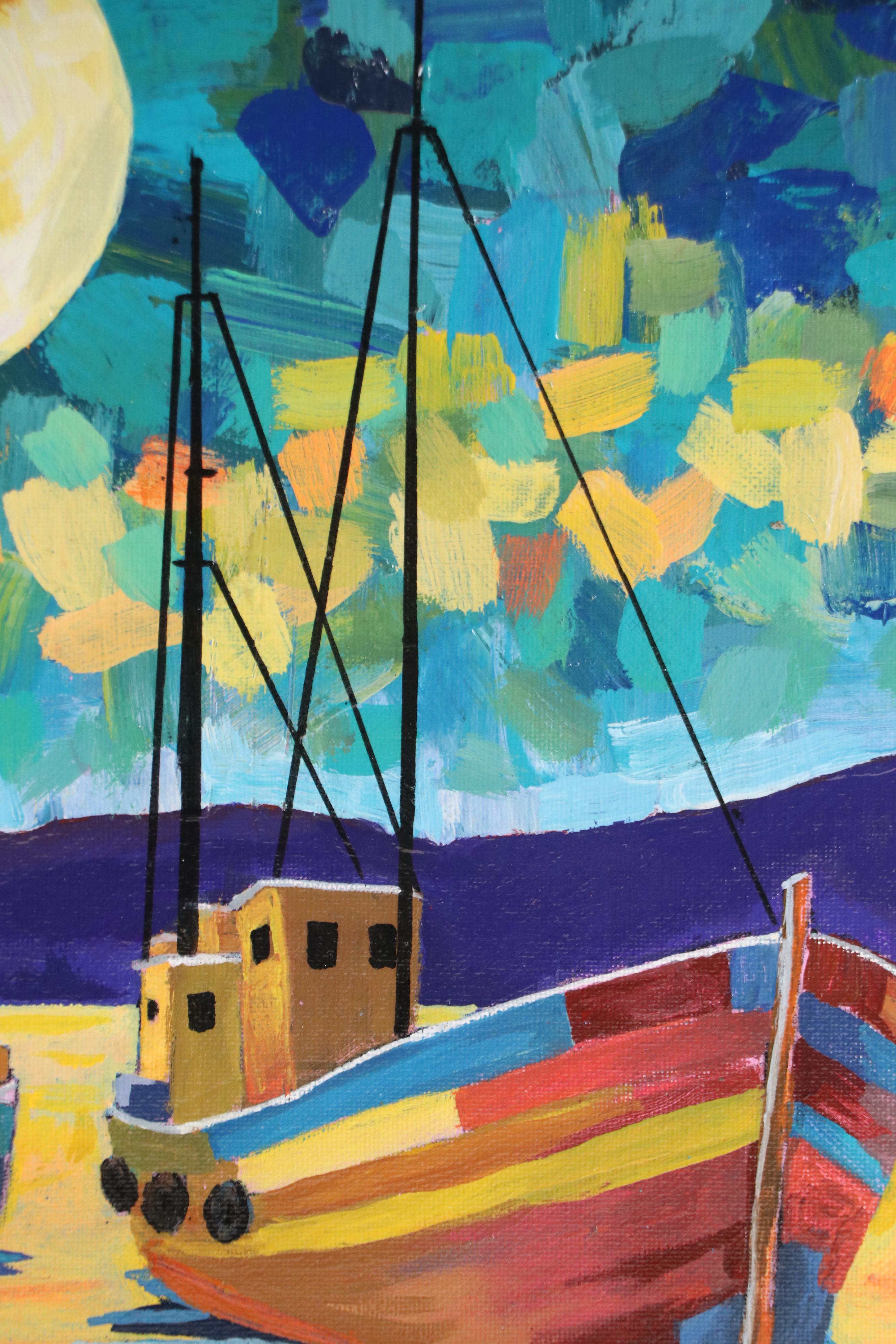 Nasser Mejia Maritime Acrylic Painting, 21st Century