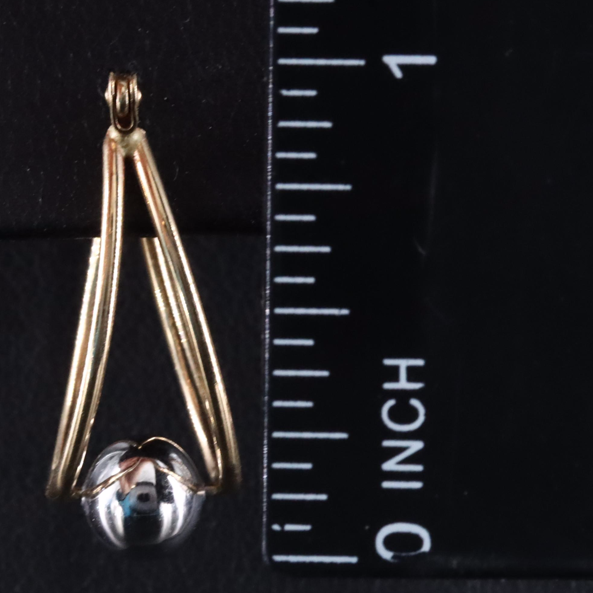 14K Two-Tone Oval and Sphere Hoop Earrings