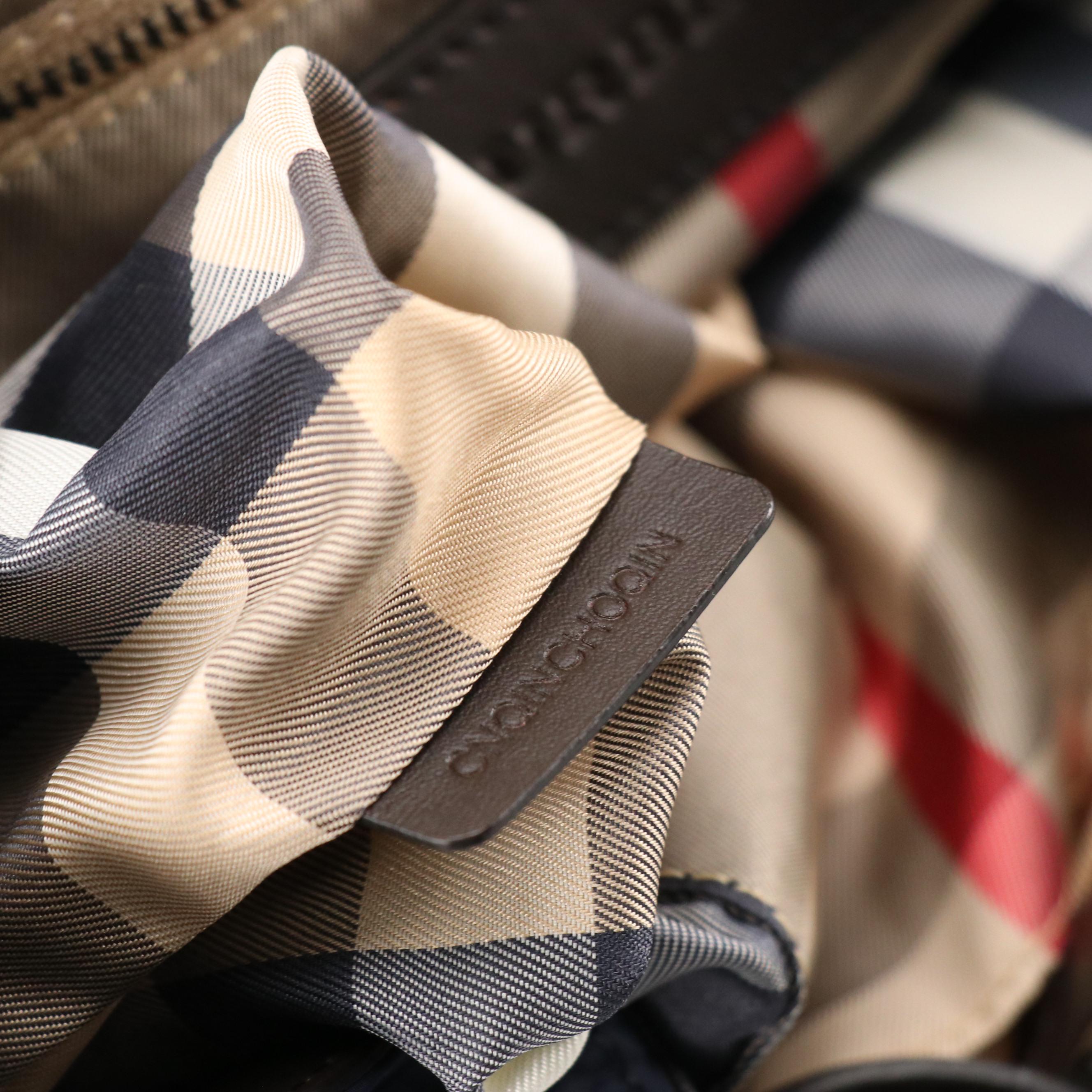 Burberry Children Backpack in Navy Blue Nylon and Black Leather Trim, With Tag