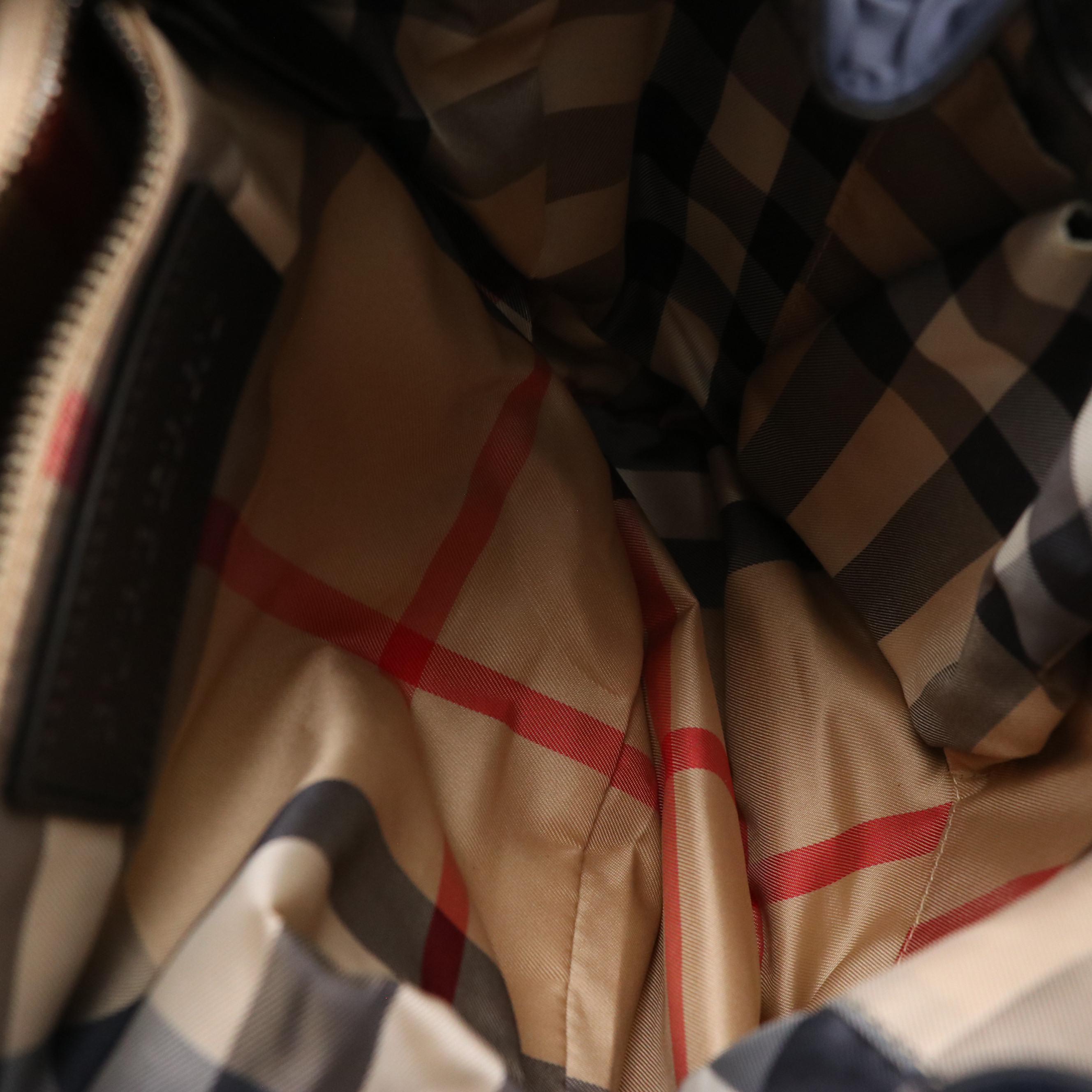 Burberry Children Backpack in Navy Blue Nylon and Black Leather Trim, With Tag