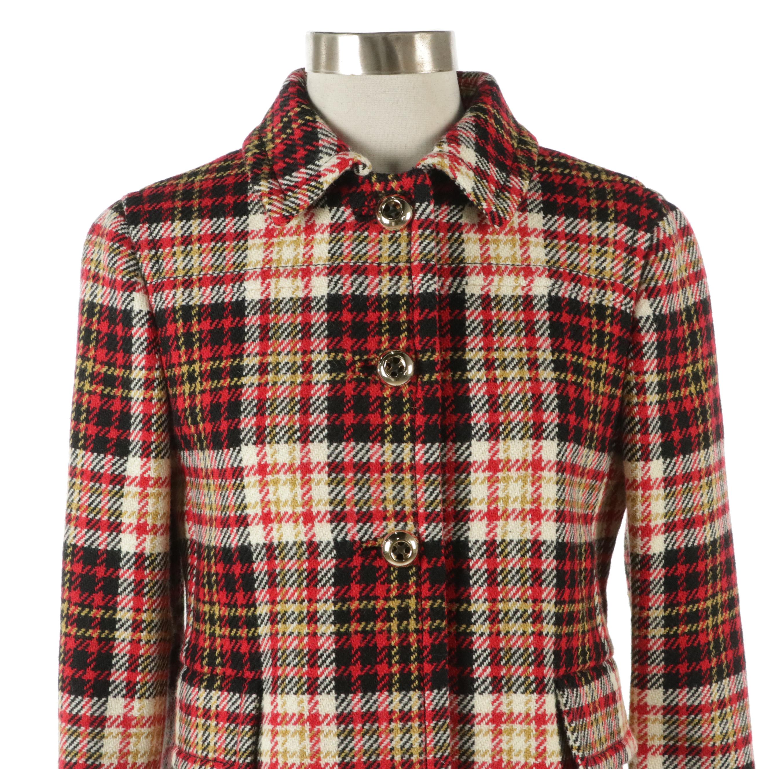 Prada Plaid Wool Cropped Blazer Jacket