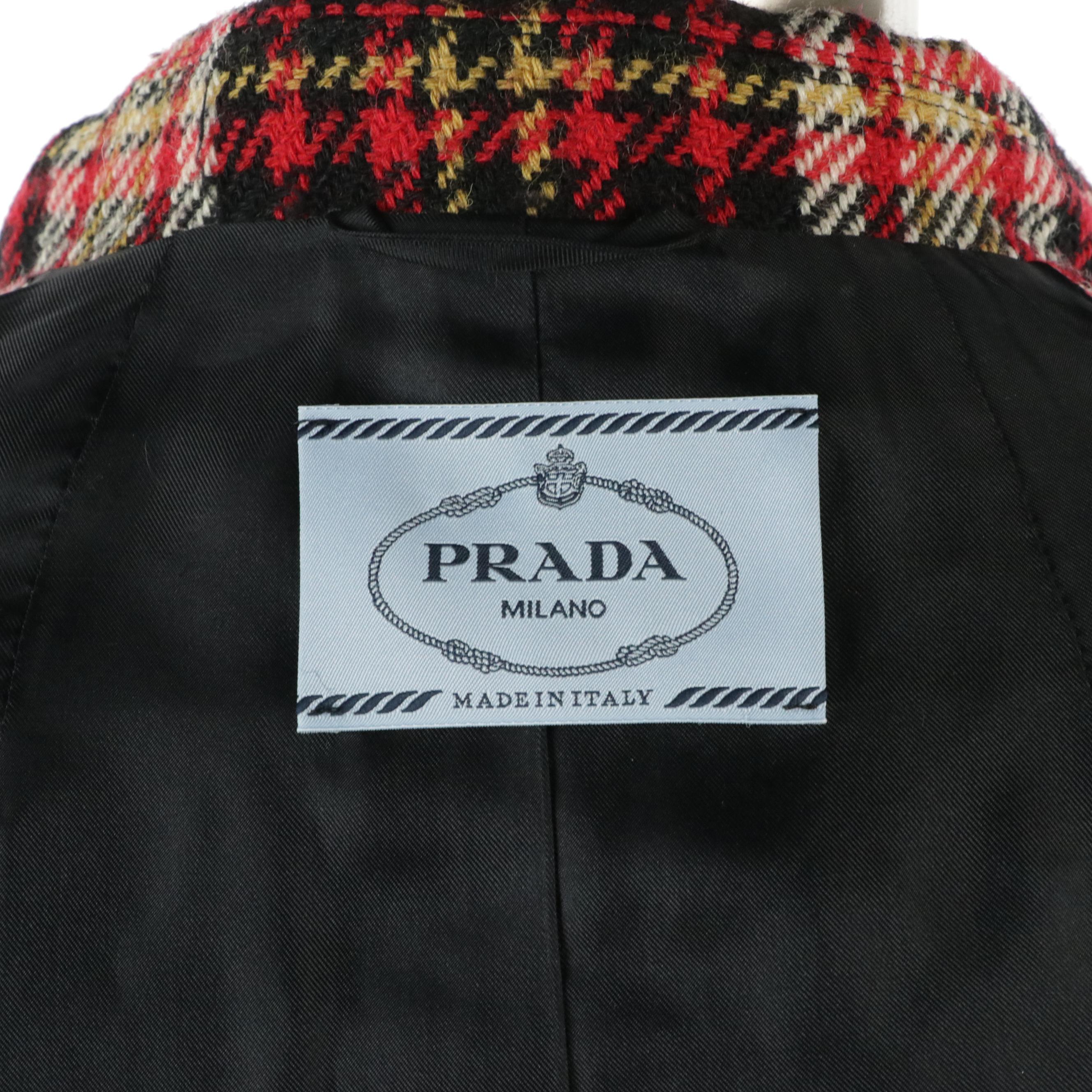 Prada Plaid Wool Cropped Blazer Jacket