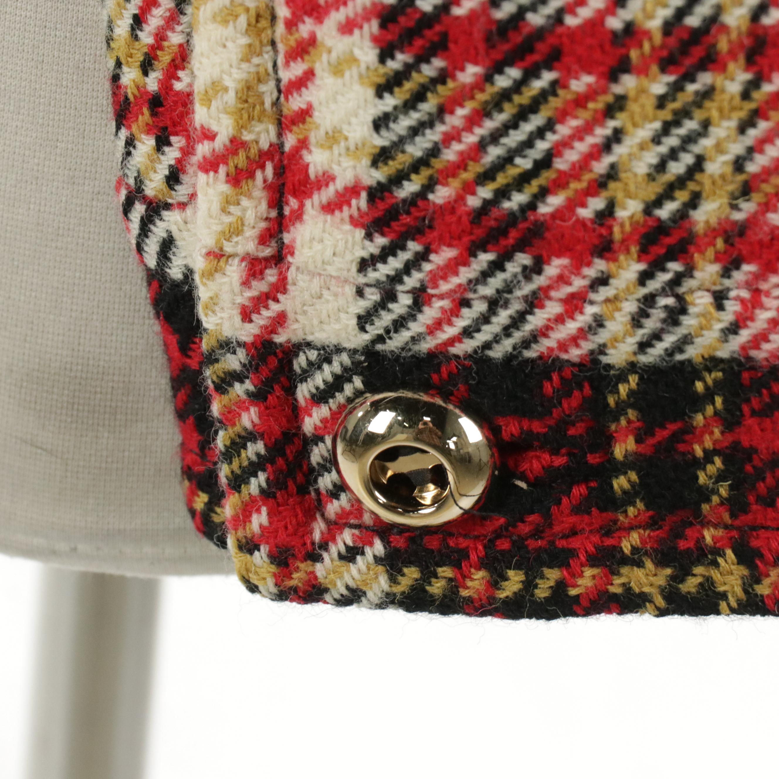 Prada Plaid Wool Cropped Blazer Jacket