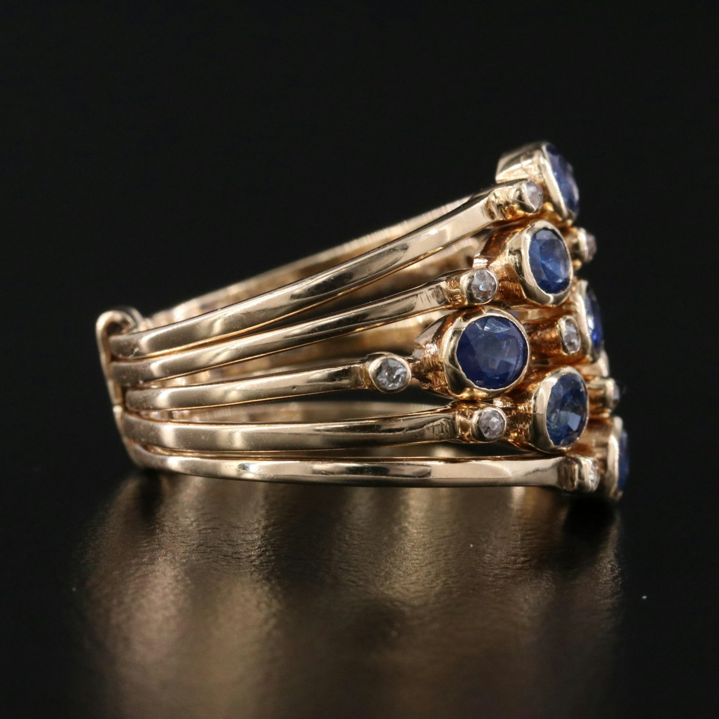 14K Sapphire and Diamond Stacking Connected Rings | EBTH