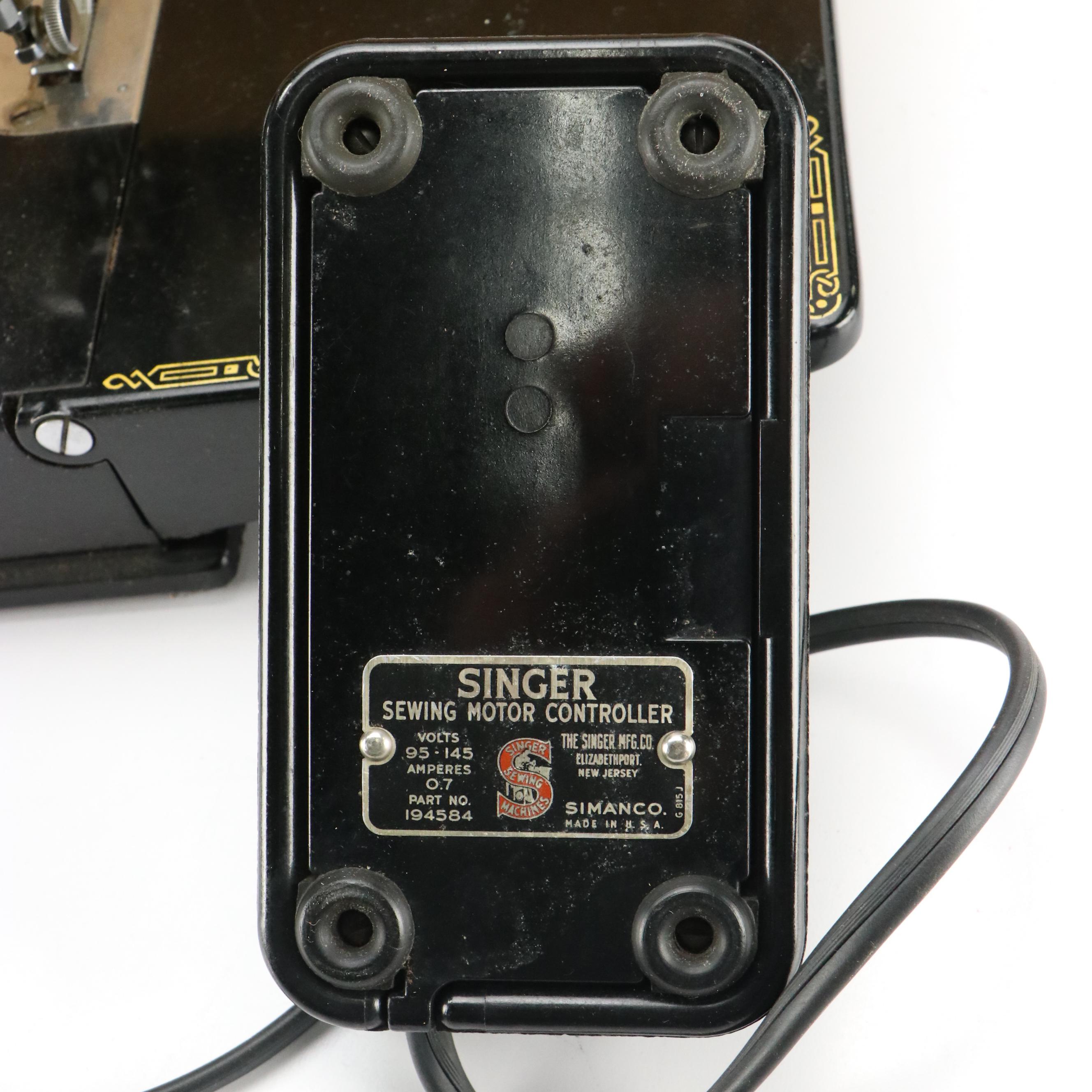 Singer Featherweight Sewing Machine with Travel Case and Accessories, 1937